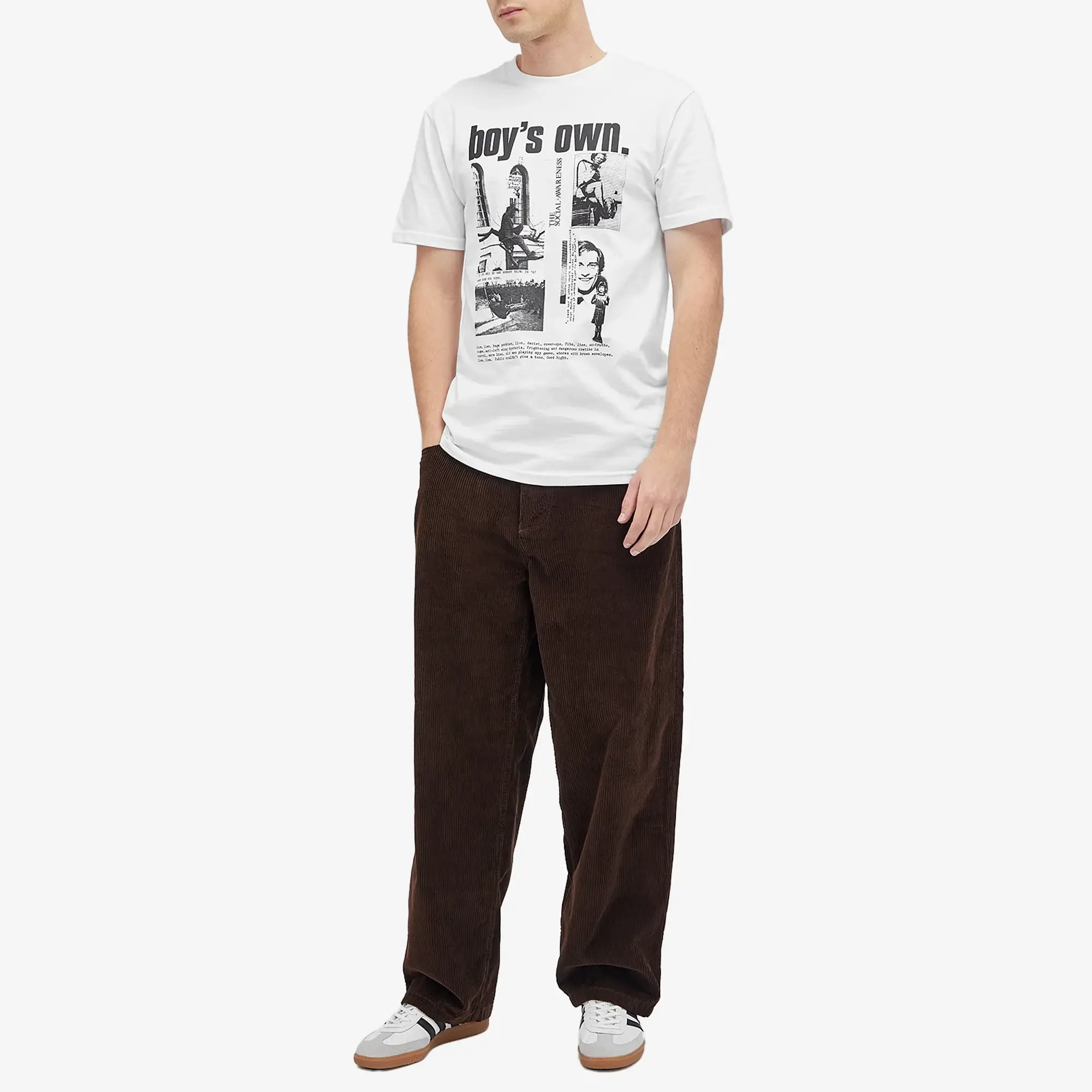 Boys Own Men's The Social Awareness Front Print T Shirt White