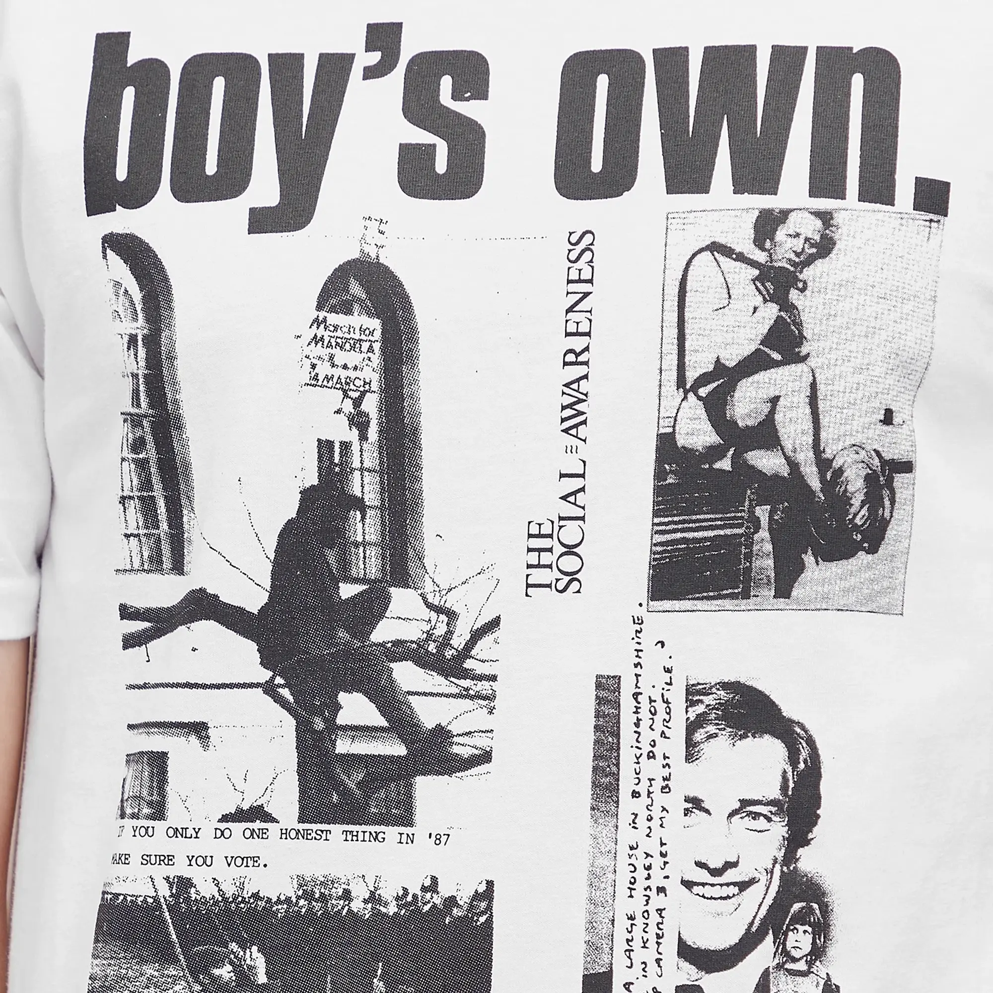 Boys Own Men's The Social Awareness Front Print T Shirt White
