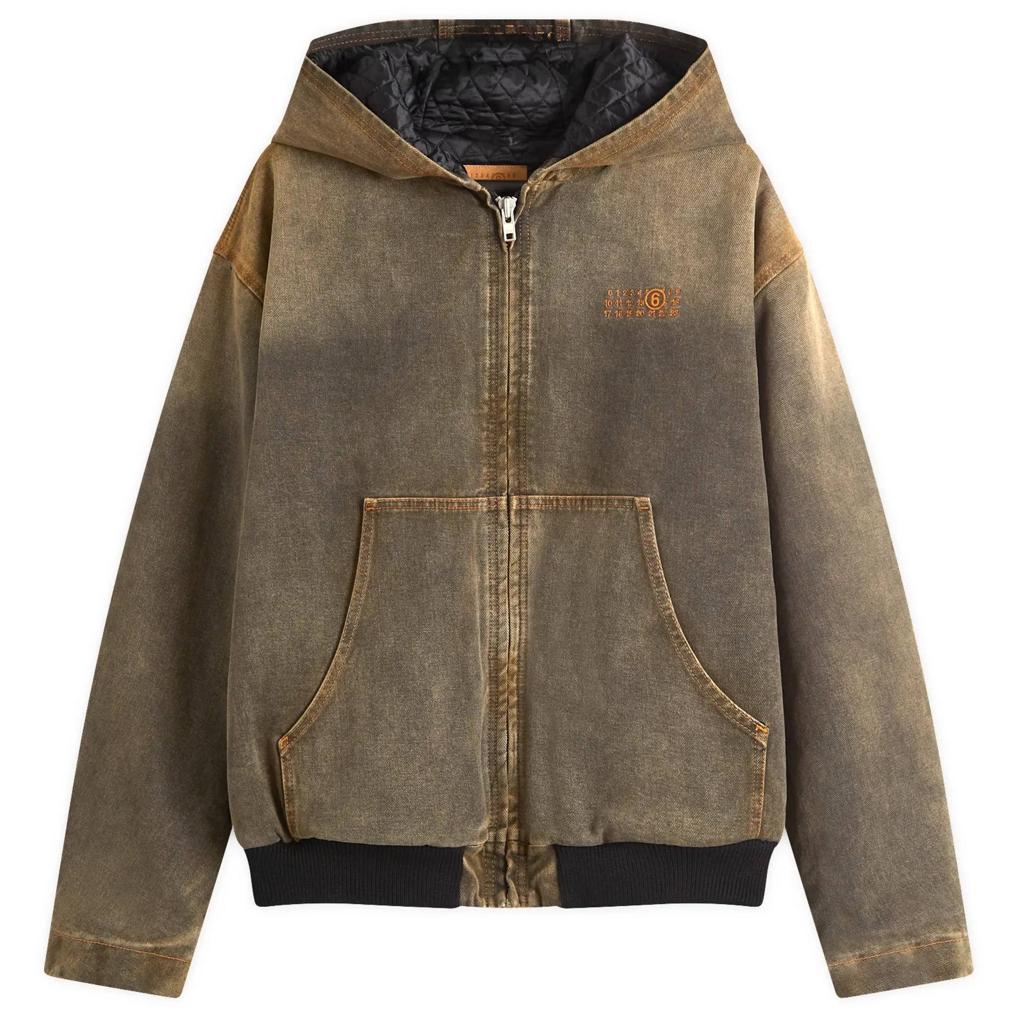 MM6 Maison Margiela Men's Hooded Denim Bomber Jacket Brown