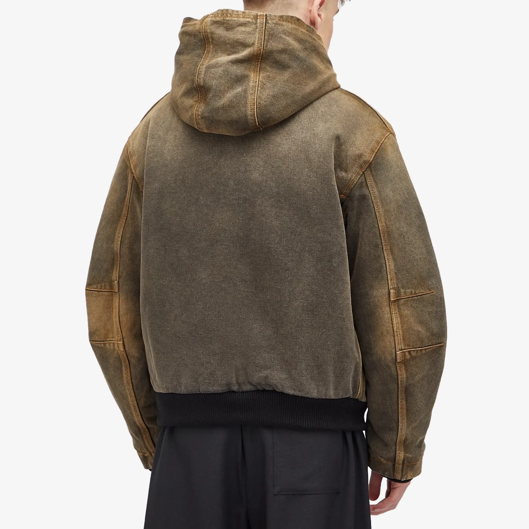 MM6 Maison Margiela Men's Hooded Denim Bomber Jacket Brown
