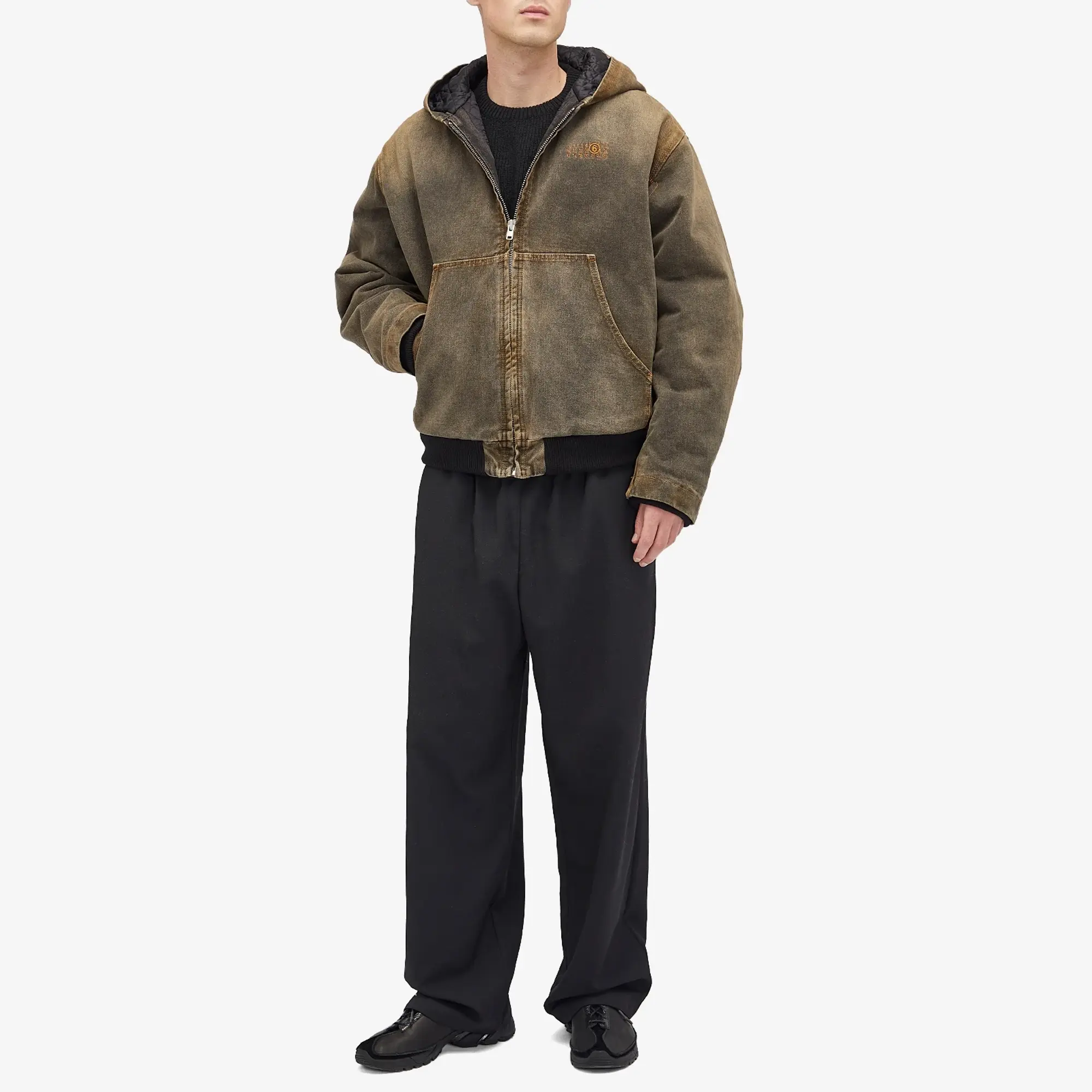 MM6 Maison Margiela Men's Hooded Denim Bomber Jacket Brown
