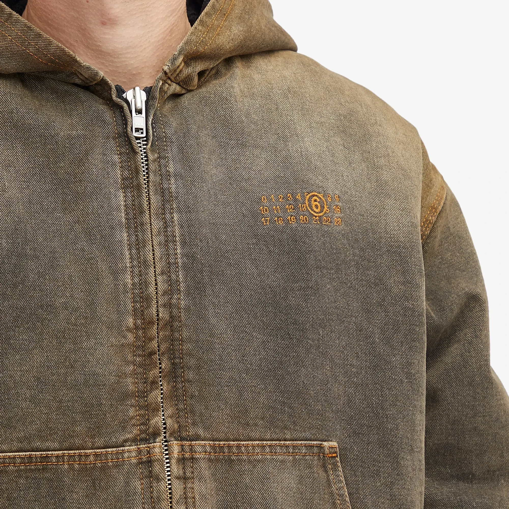MM6 Maison Margiela Men's Hooded Denim Bomber Jacket Brown