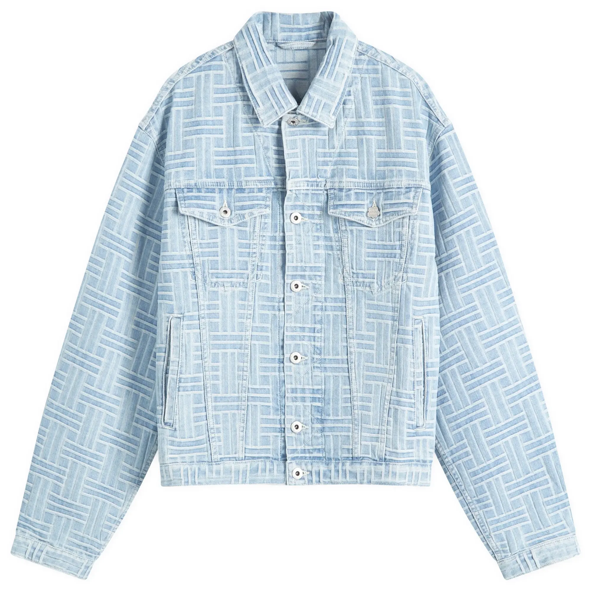 Kenzo Men's Weave Trucker Jacket Bleached Blue