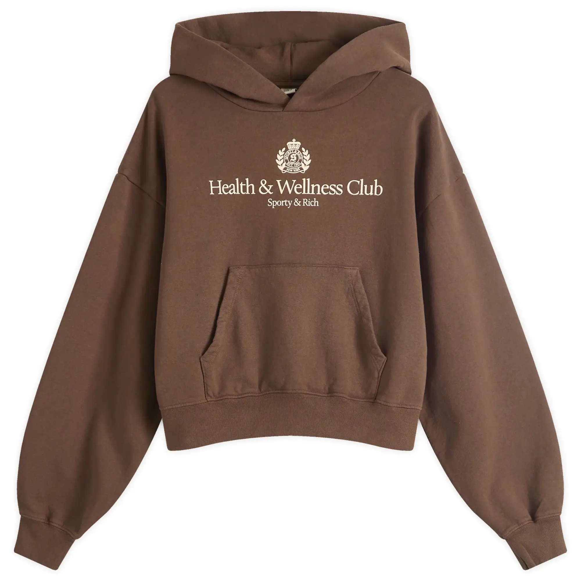 Asics Sporty & Rich Women's H&W Crest Cropped Hoodie Chocolate Cream