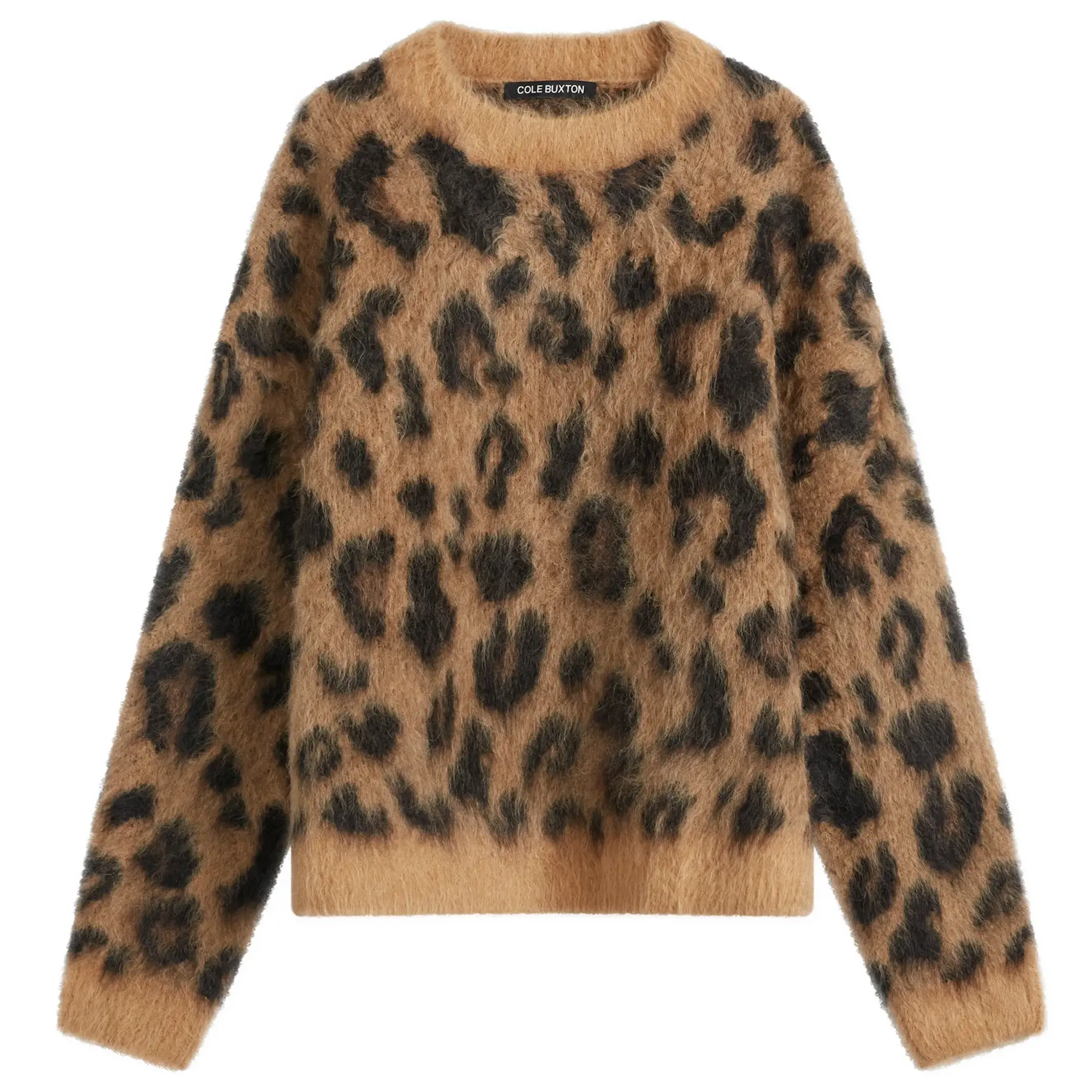 Cole Buxton Men's Leopard Knit Sweatshirt Leopard Print