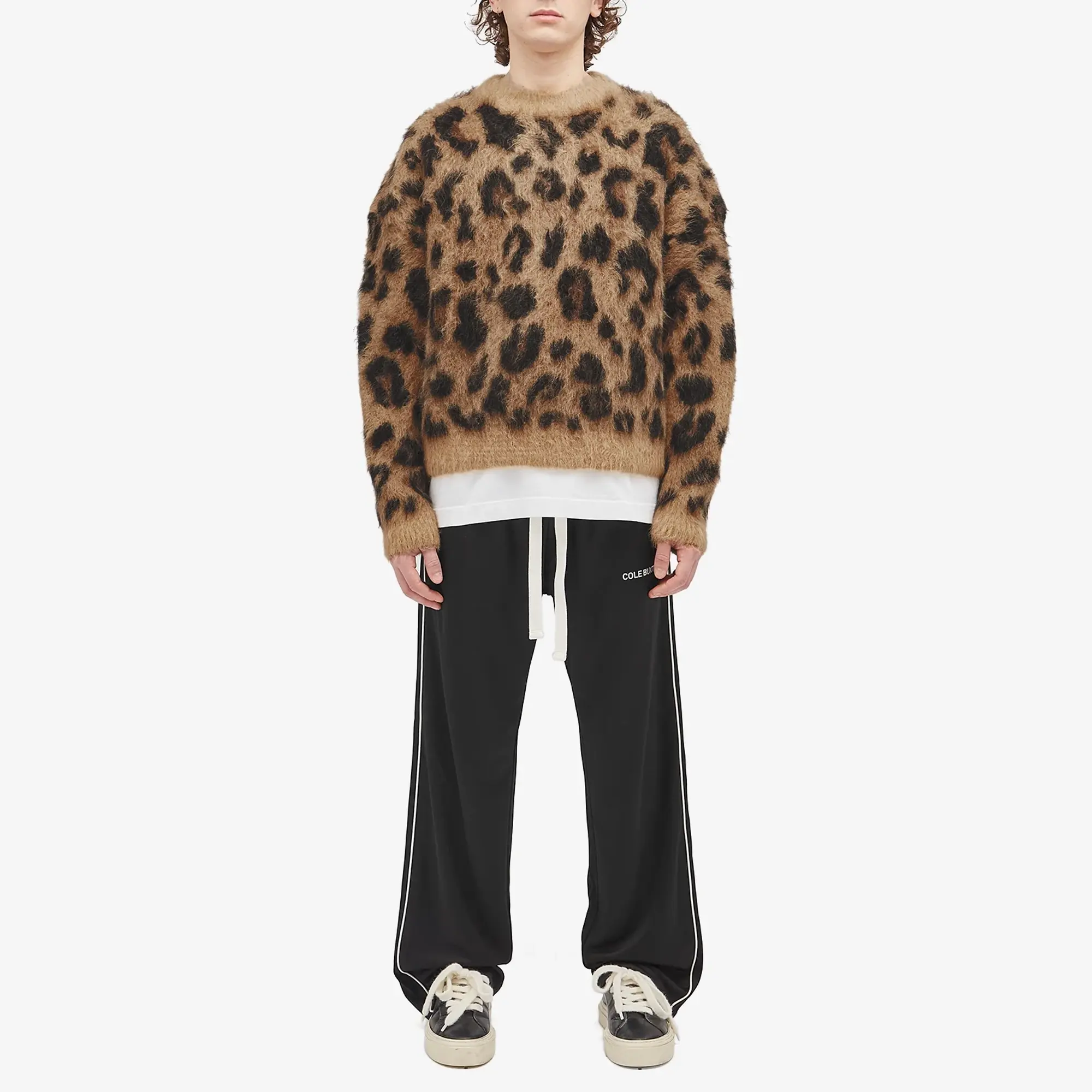 Cole Buxton Men's Leopard Knit Sweatshirt Leopard Print