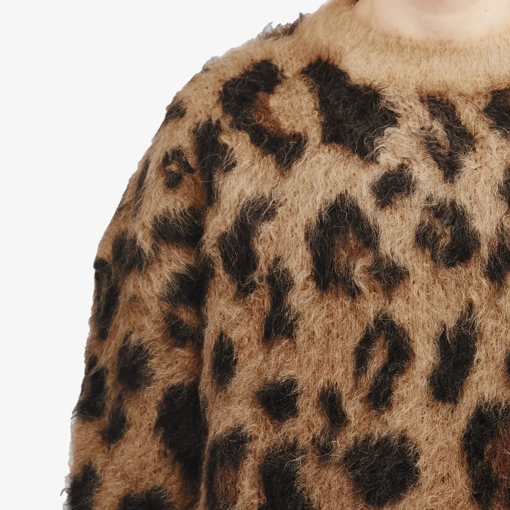 Cole Buxton Men's Leopard Knit Sweatshirt Leopard Print