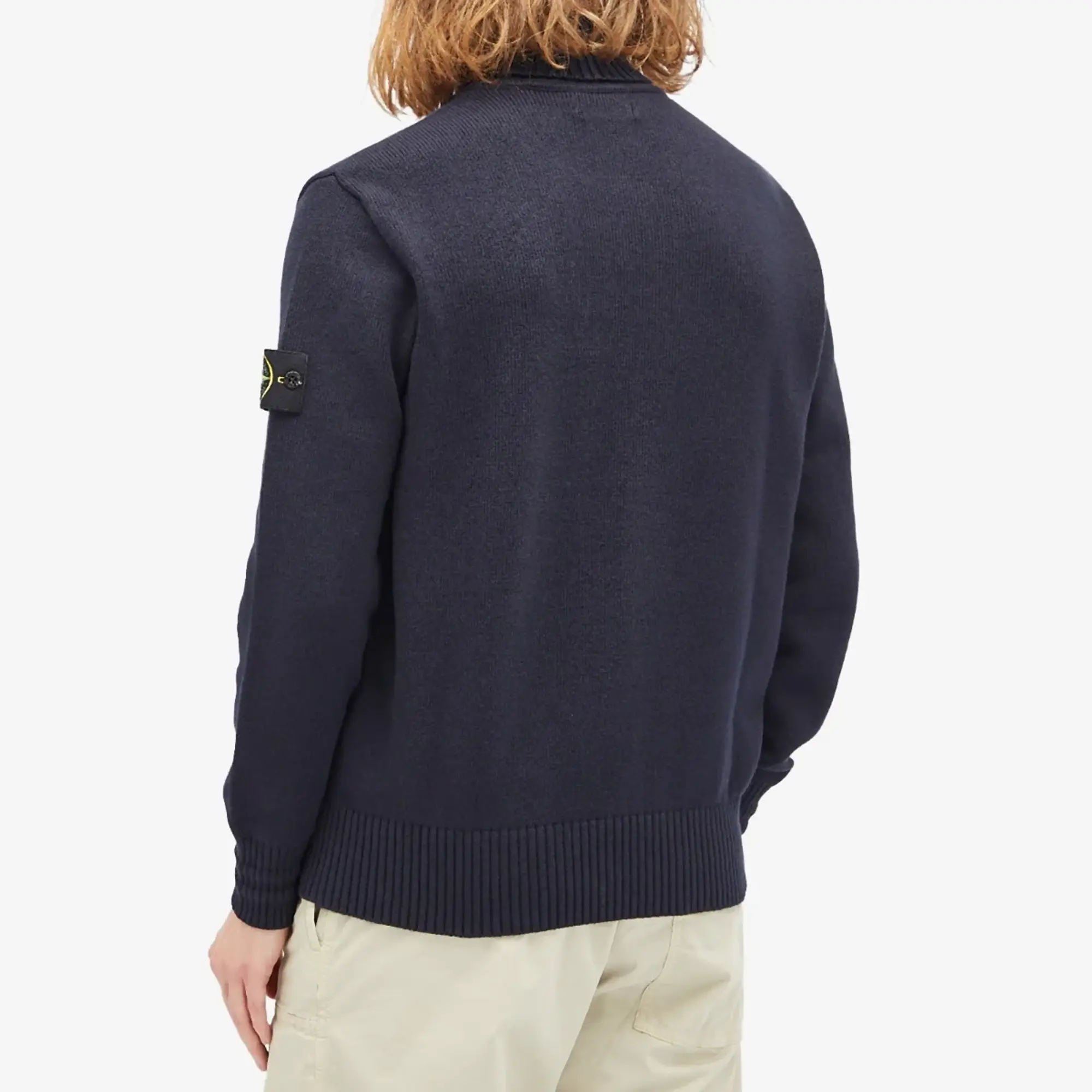 Stone Island Men's Winter Cotton Turtle Neck Jumper Navy Blue
