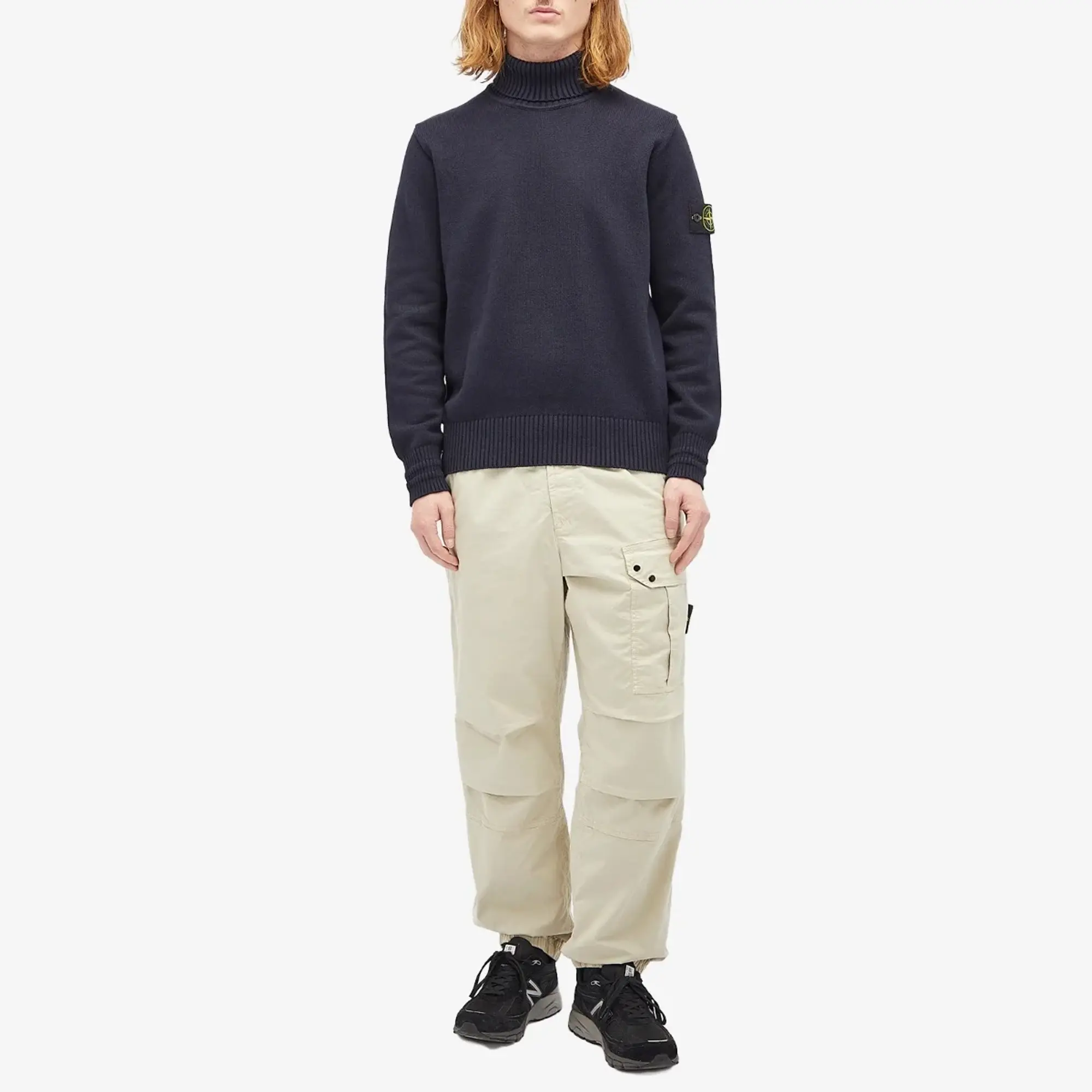 Stone Island Men's Winter Cotton Turtle Neck Jumper Navy Blue