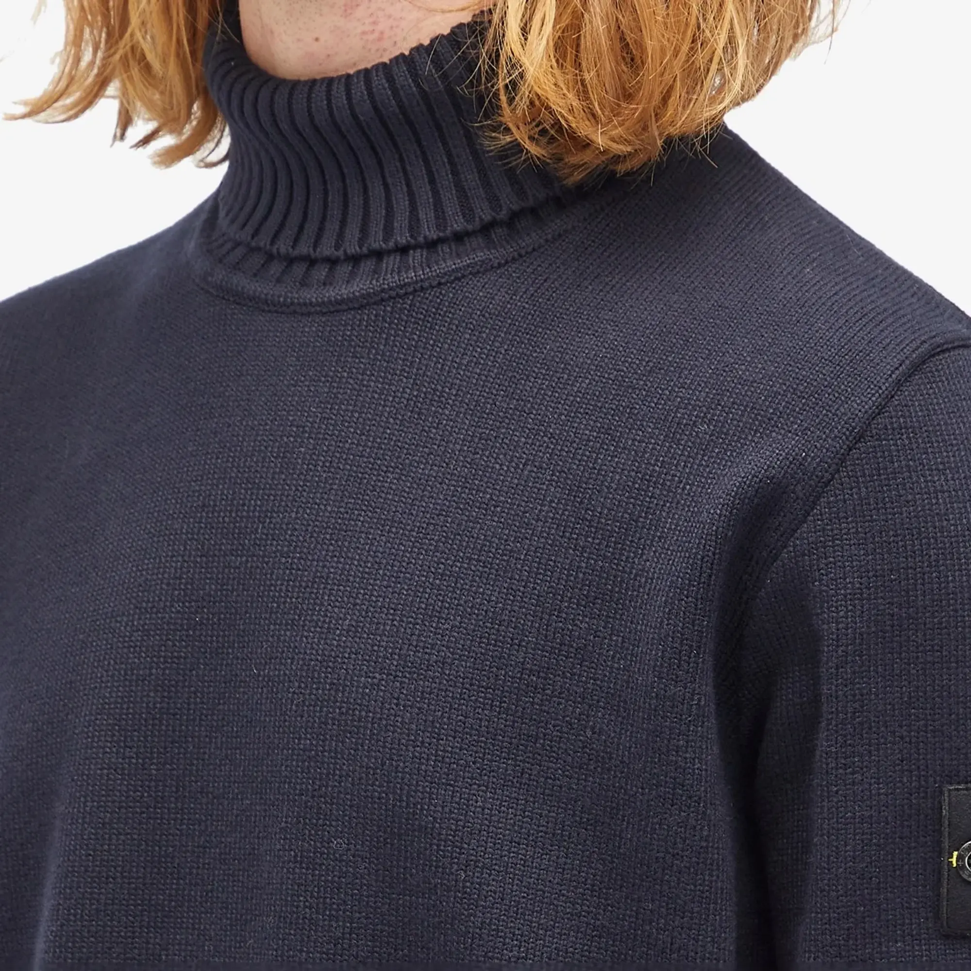 Stone Island Men's Winter Cotton Turtle Neck Jumper Navy Blue