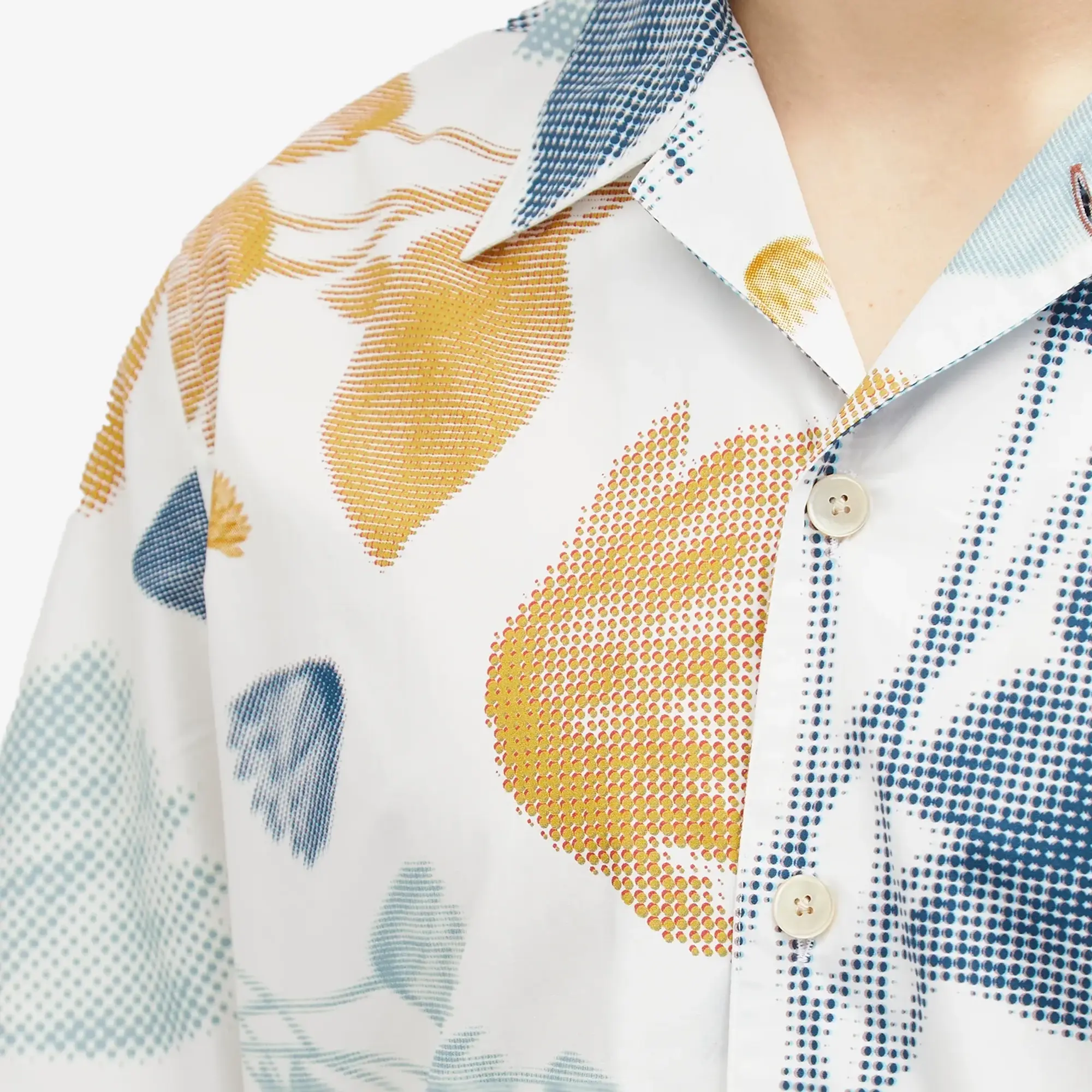 Paul Smith Men's Pixilated Flower Print Shirt White