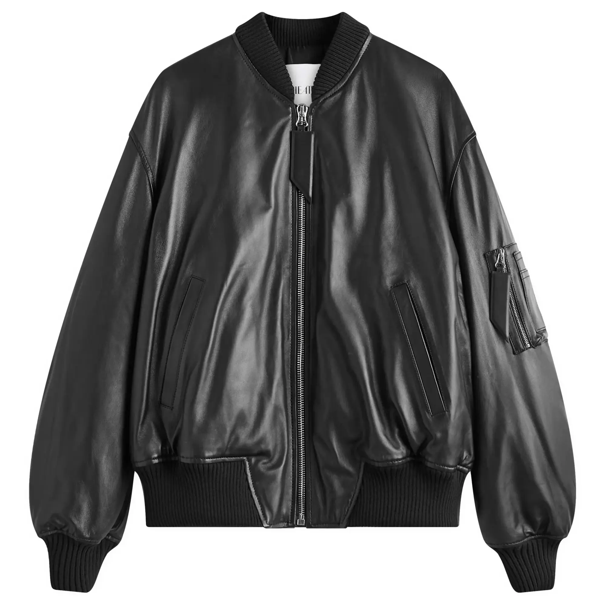 The Attico Women's Anja Leather Bomber Jacket Black