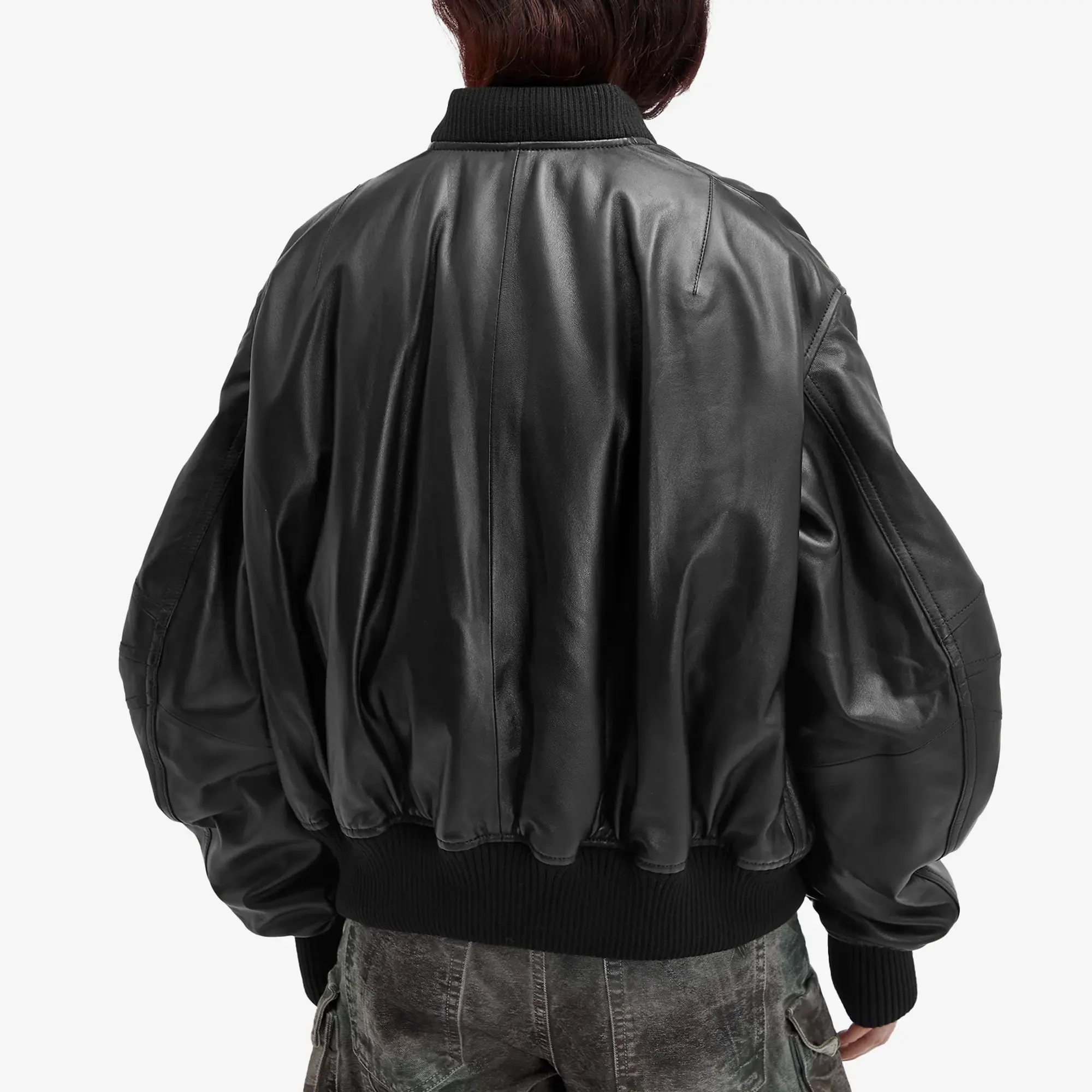 ジャケット THE ATTICO Women Outer 241WCG61W046 100 BLACK Black The Attico Women's Anja Leather Bomber Jacket Black