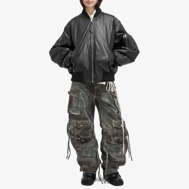 その他 THE ATTICO FW25 BLOUSON WITH LOGO (251WCB00091 JJF007AA204) The Attico Women's Anja Leather Bomber Jacket Black