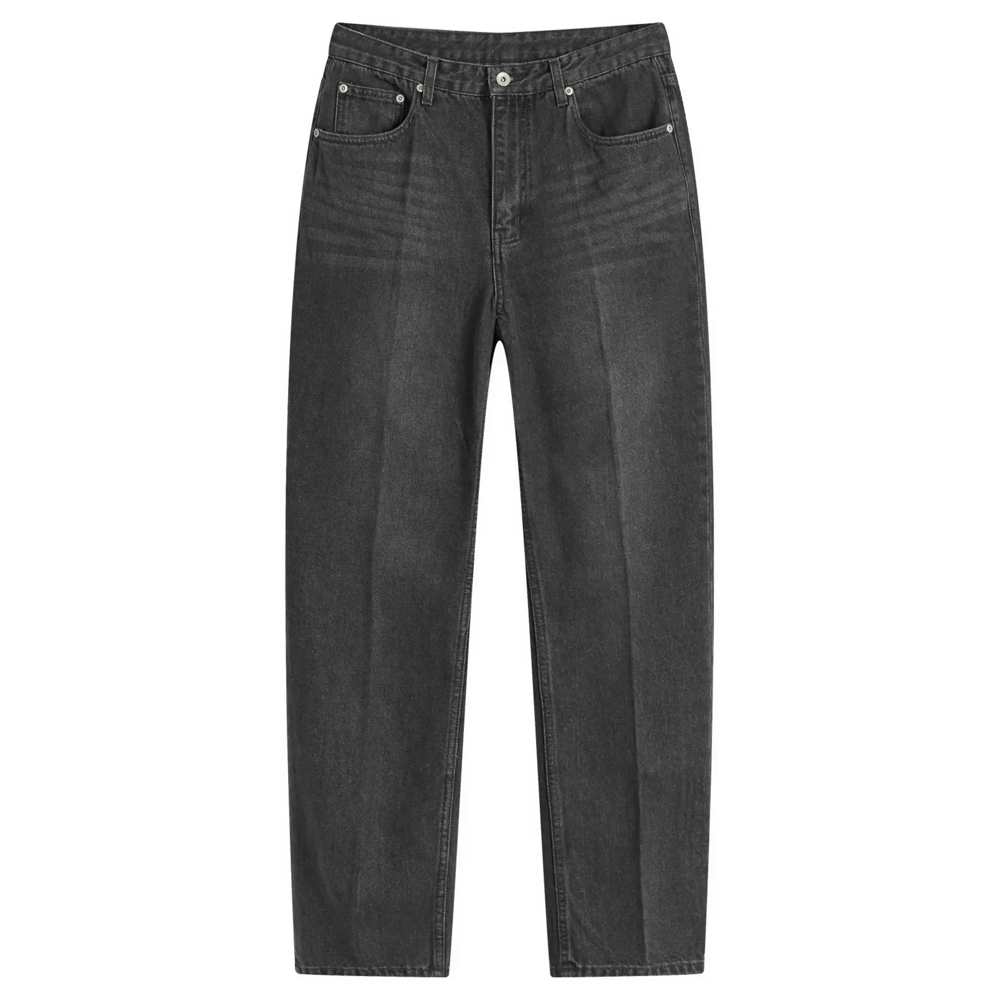 Uniform Bridge Men's 5 Pocket Straight Denim Pants Black Washed