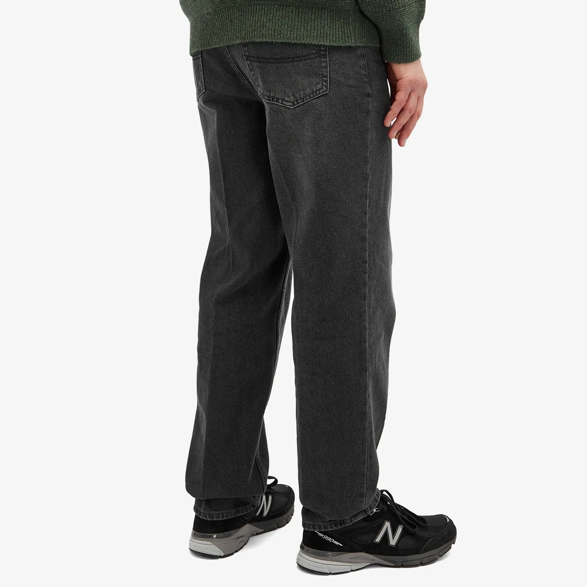 Uniform Bridge Men's 5 Pocket Straight Denim Pants Black Washed