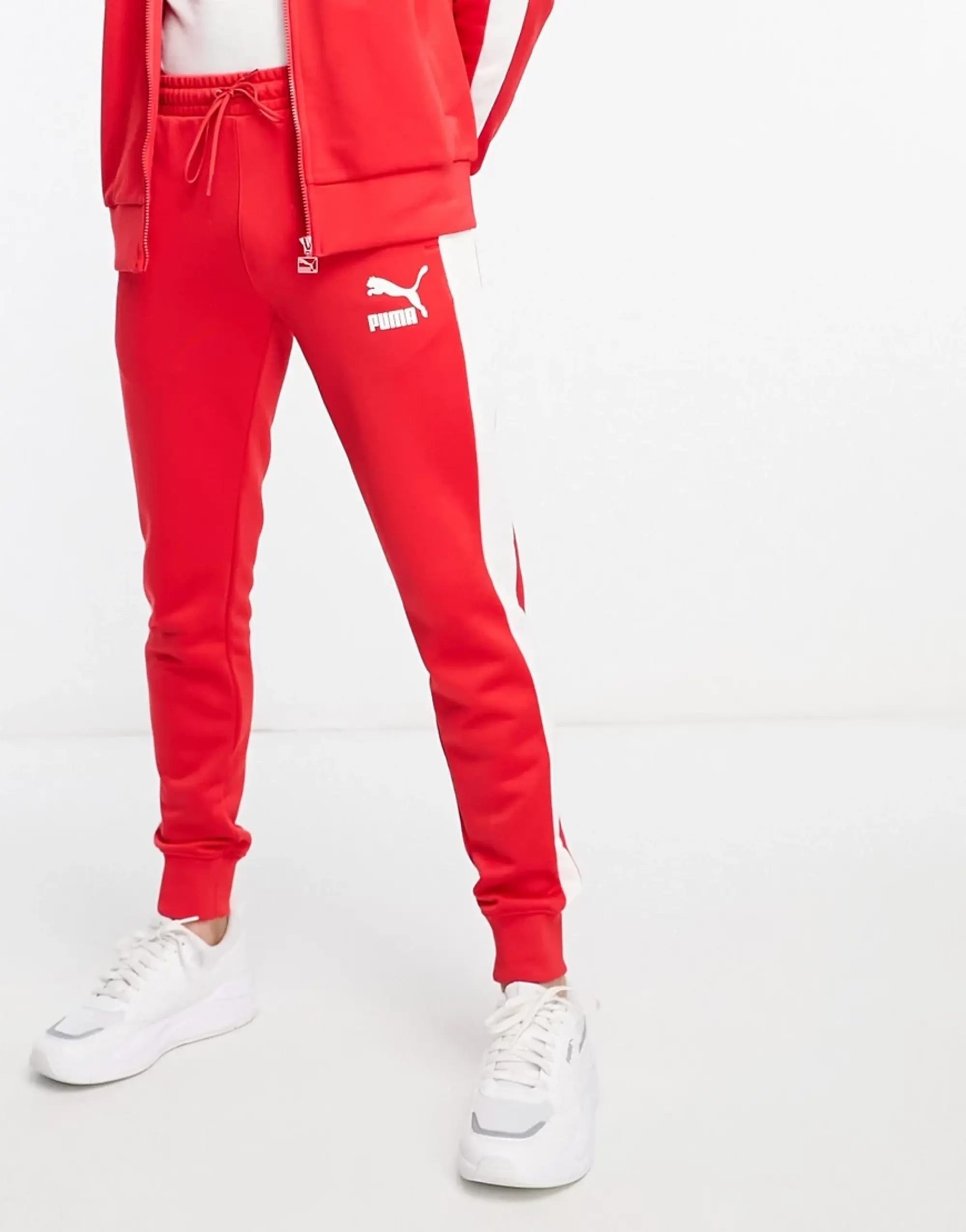 Puma red track pants deals