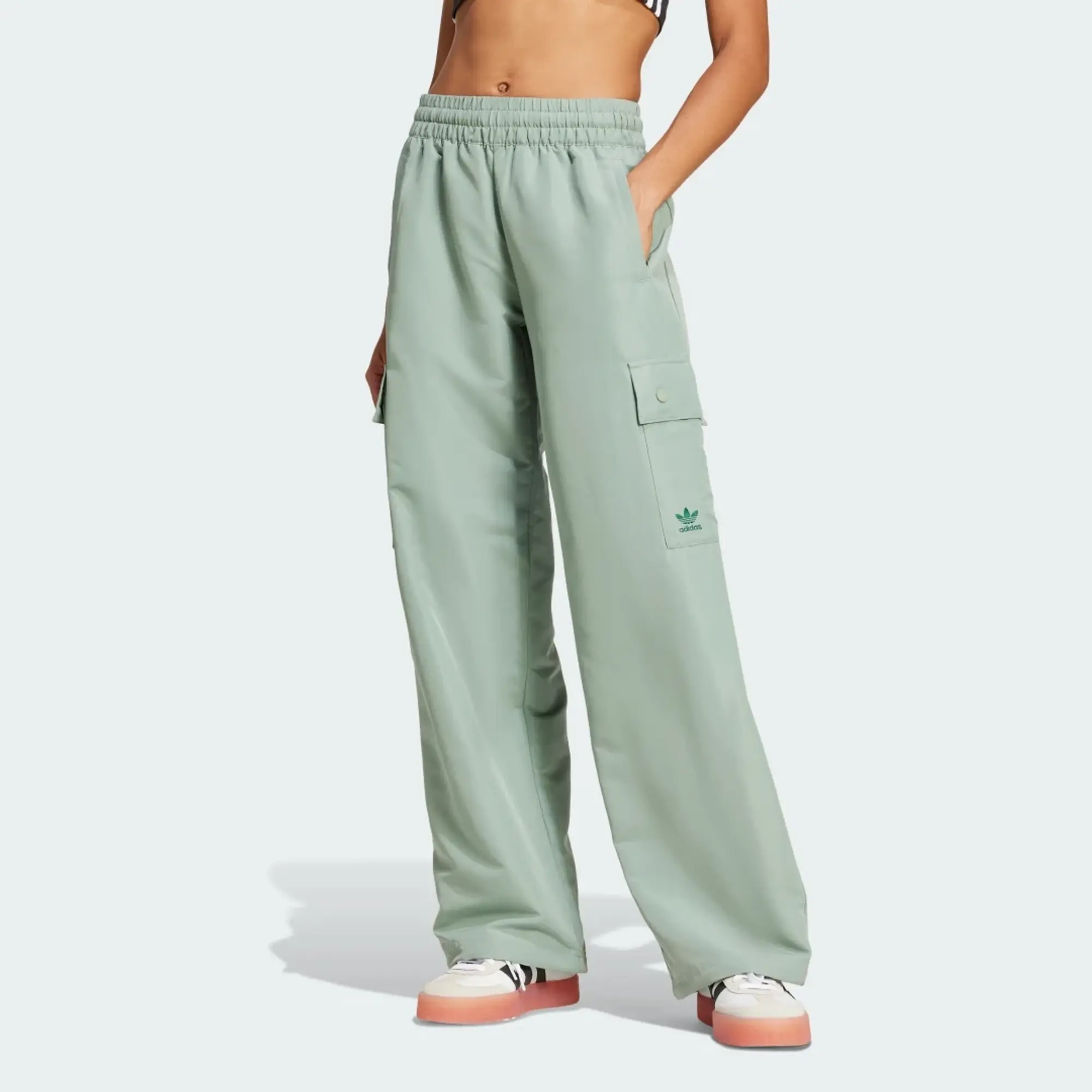 Adidas Originals Essentials Woven Cargo Pants In Silver Green