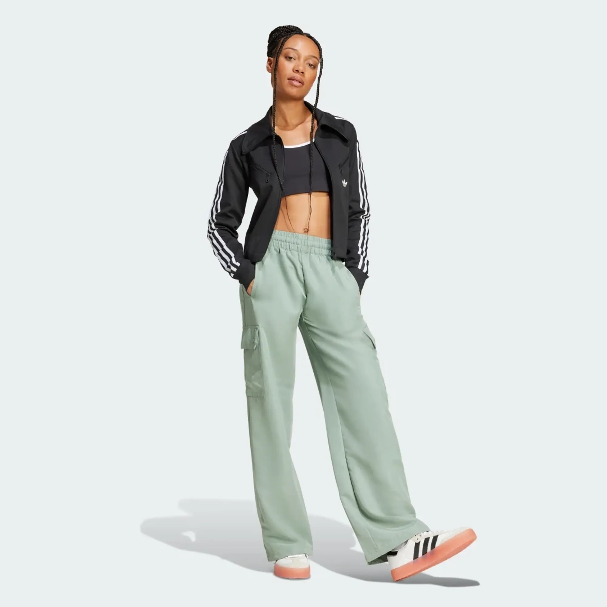 Adidas Originals Essentials Woven Cargo Pants In Silver Green