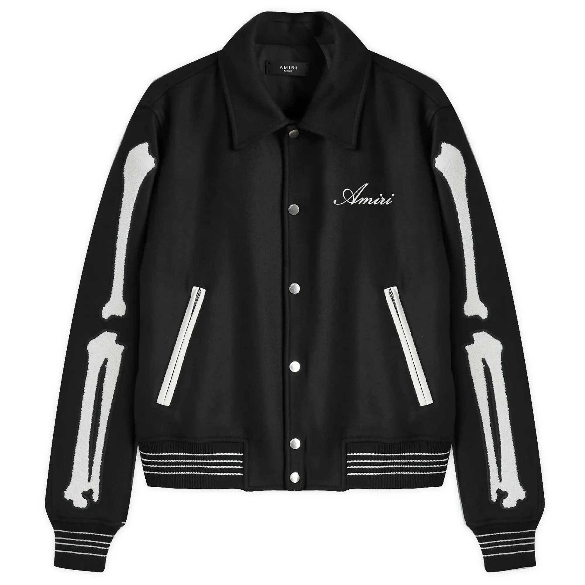 AMIRI Men's Varsity Bones Jacket Black White