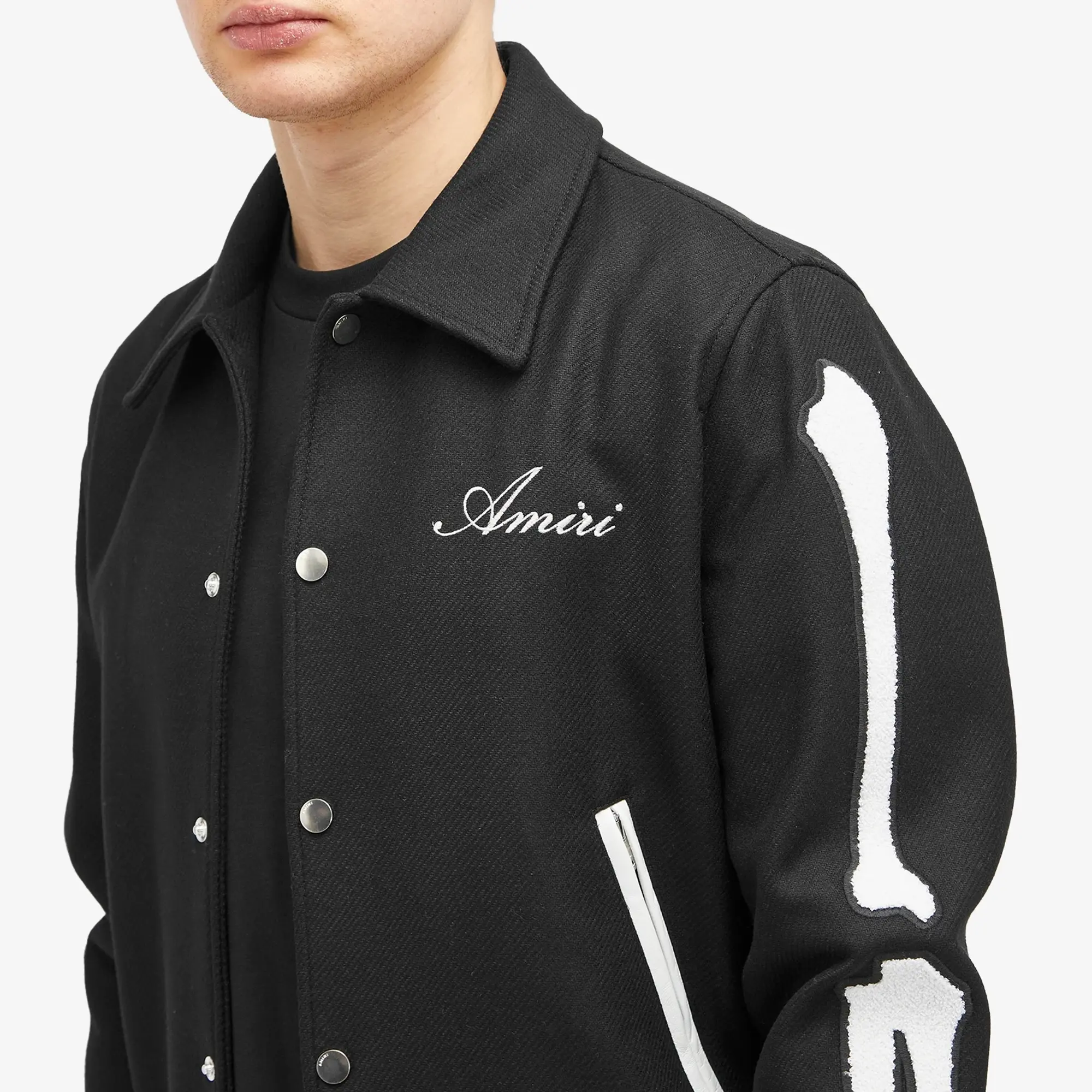 AMIRI Men's Varsity Bones Jacket Black White