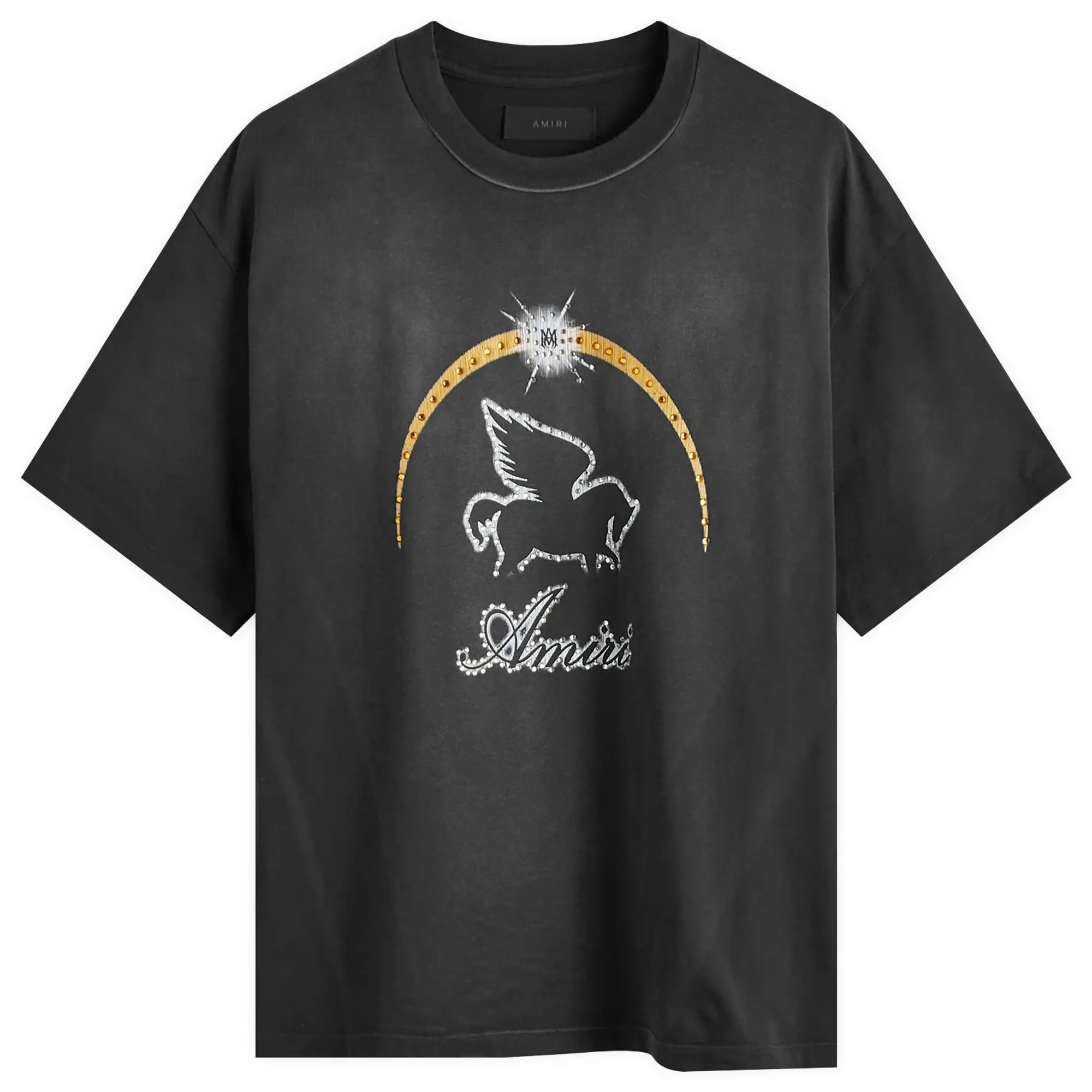 AMIRI Women's Crystal Pegasus T-Shirt Black