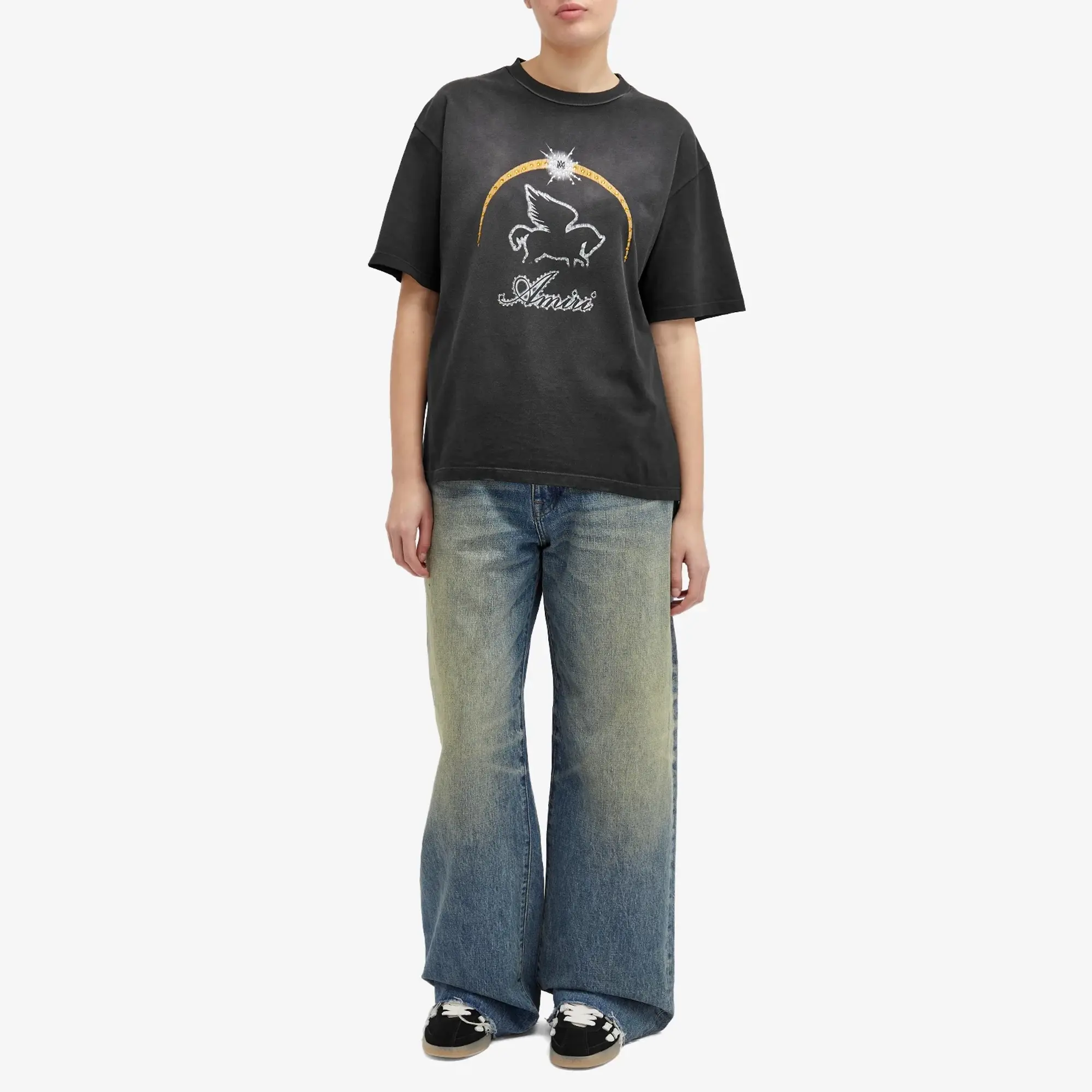 AMIRI Women's Crystal Pegasus T-Shirt Black
