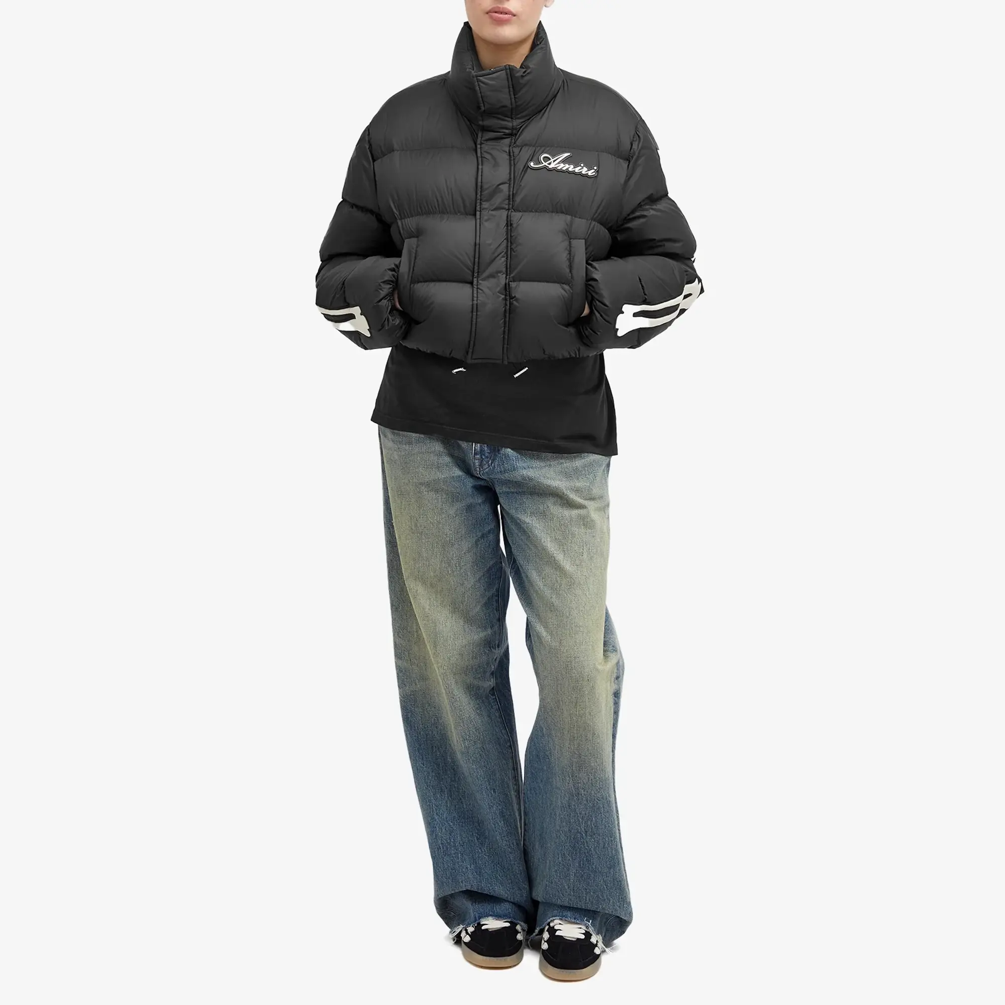 AMIRI Women's Bones Cropped Padded Jacket Black