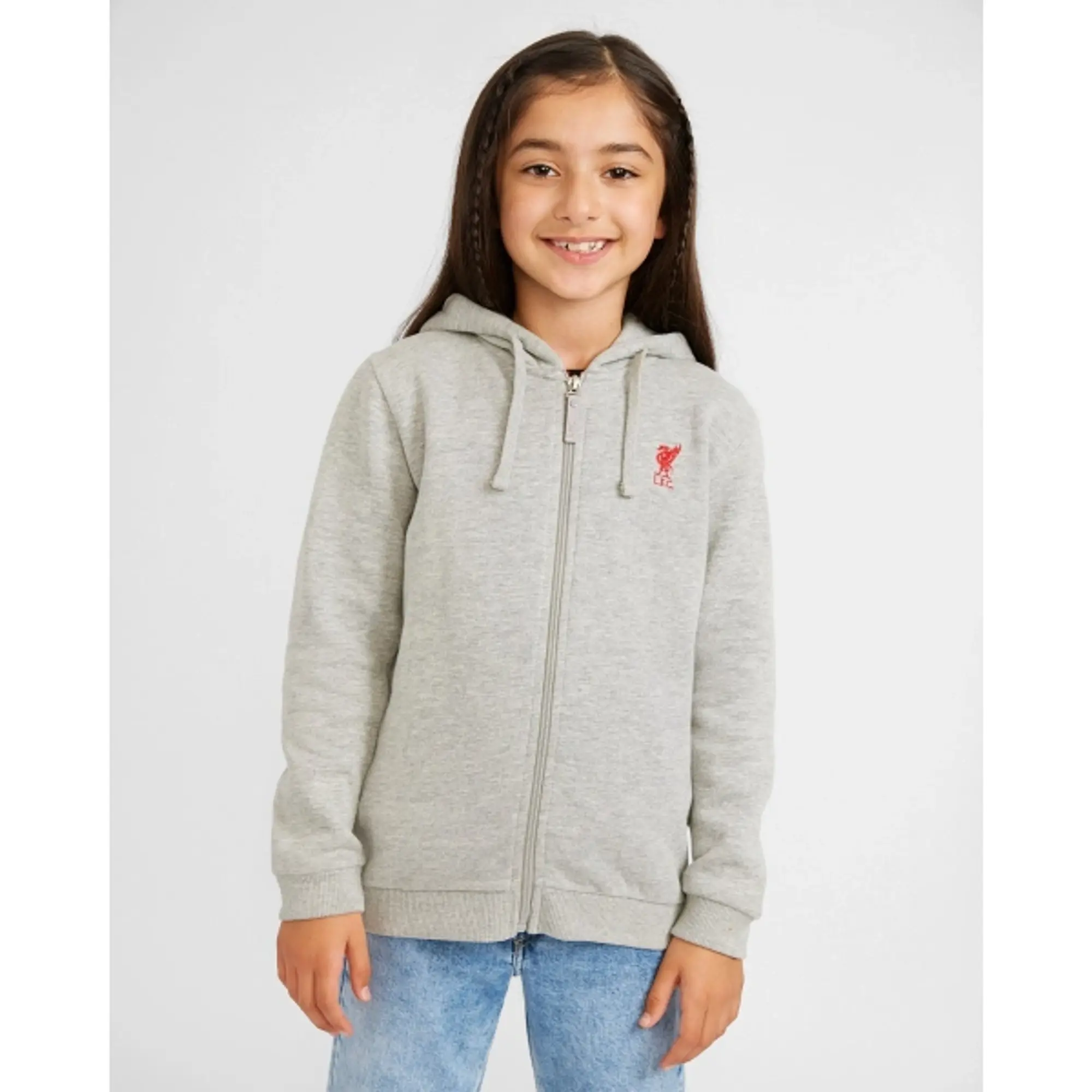 Liverpool FC LFC Junior Grey Zip Through Hoody