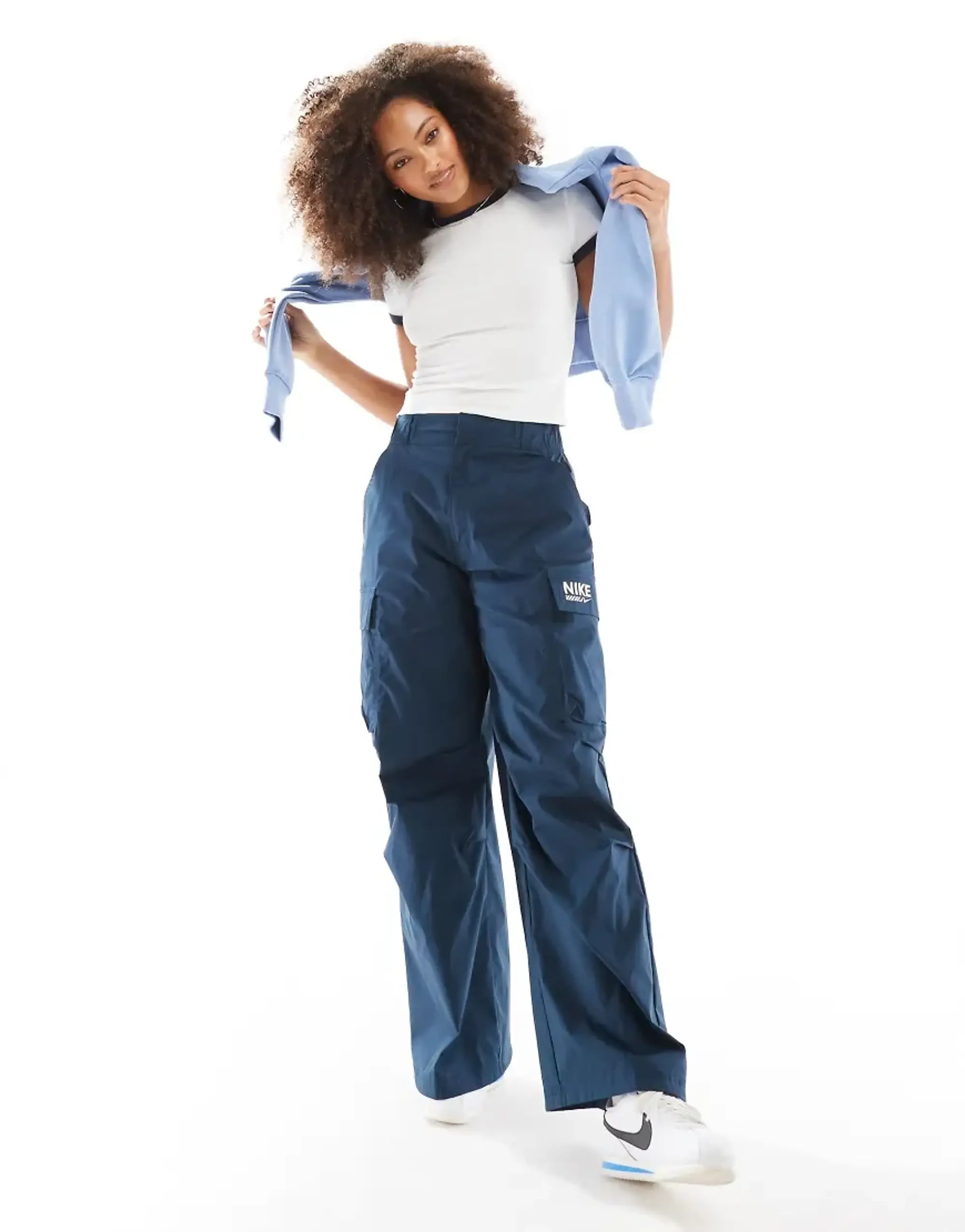 Nike Swoosh Woven Cargo Trousers In Navy