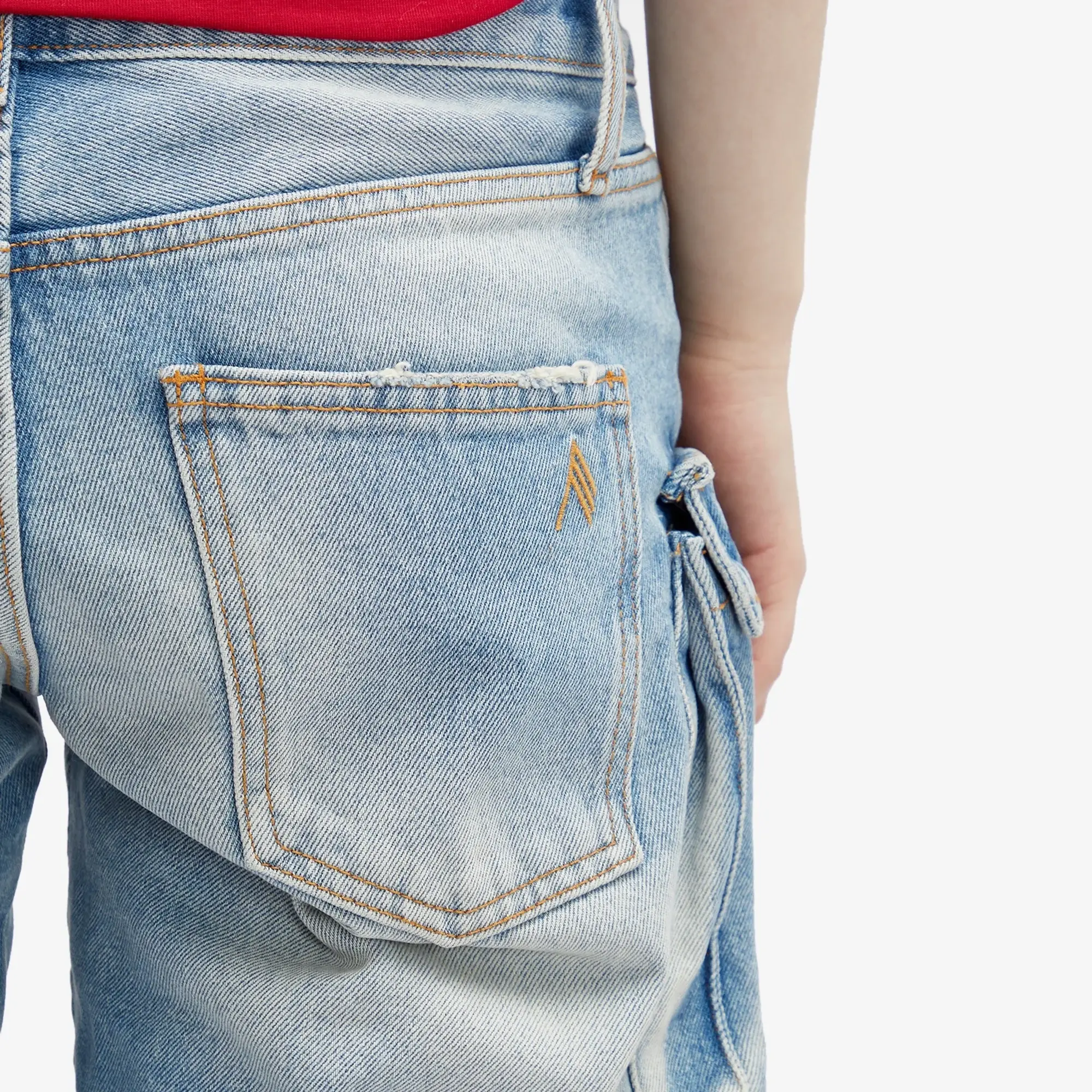 The Attico Women's Essie Long Denim Cargo Pants Sky Blue