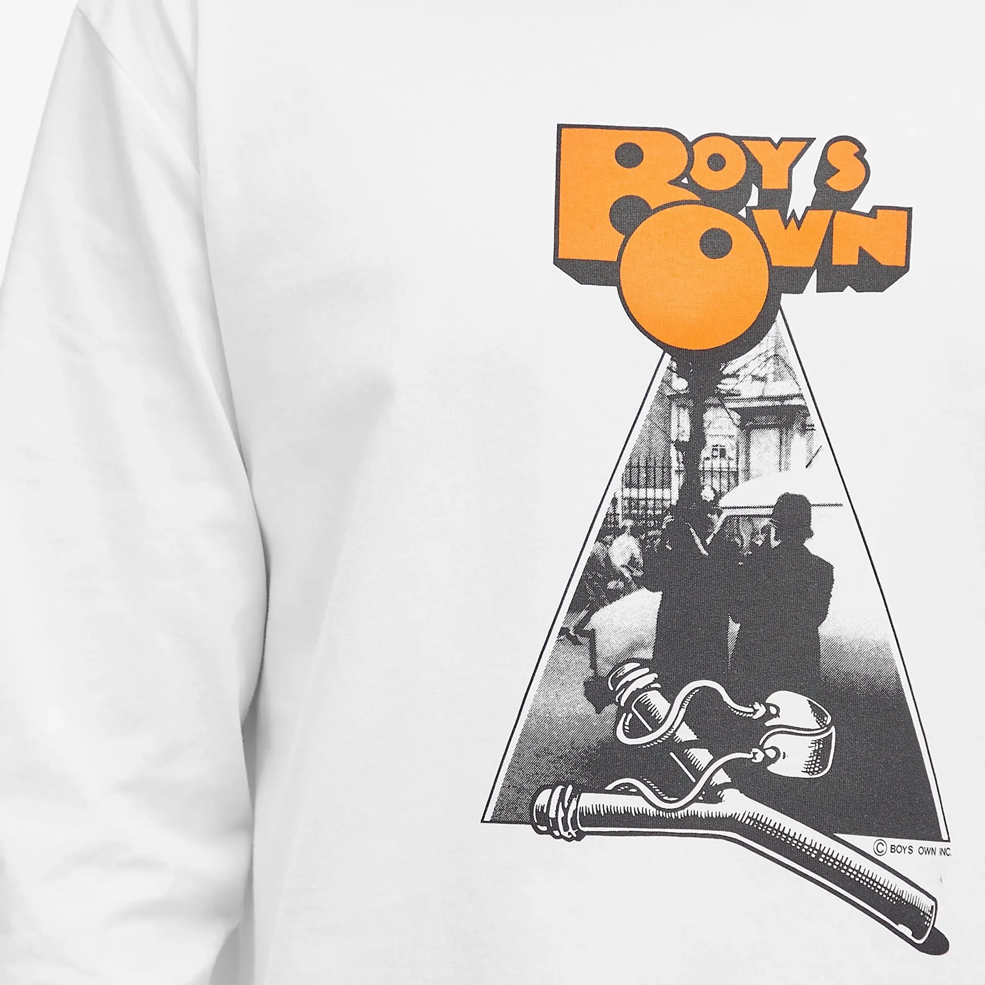 Boys Own Men's Clock Work Orange Print Long Sleeve T Shirt White/Orange