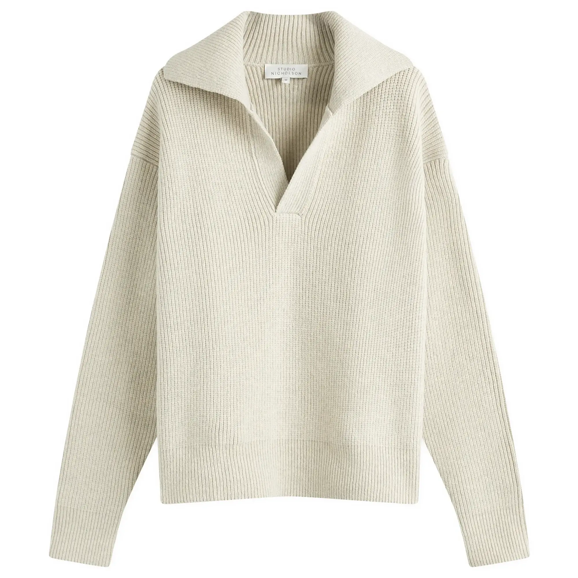 Studio Nicholson Men's Nash Rib Polo Knit Natural