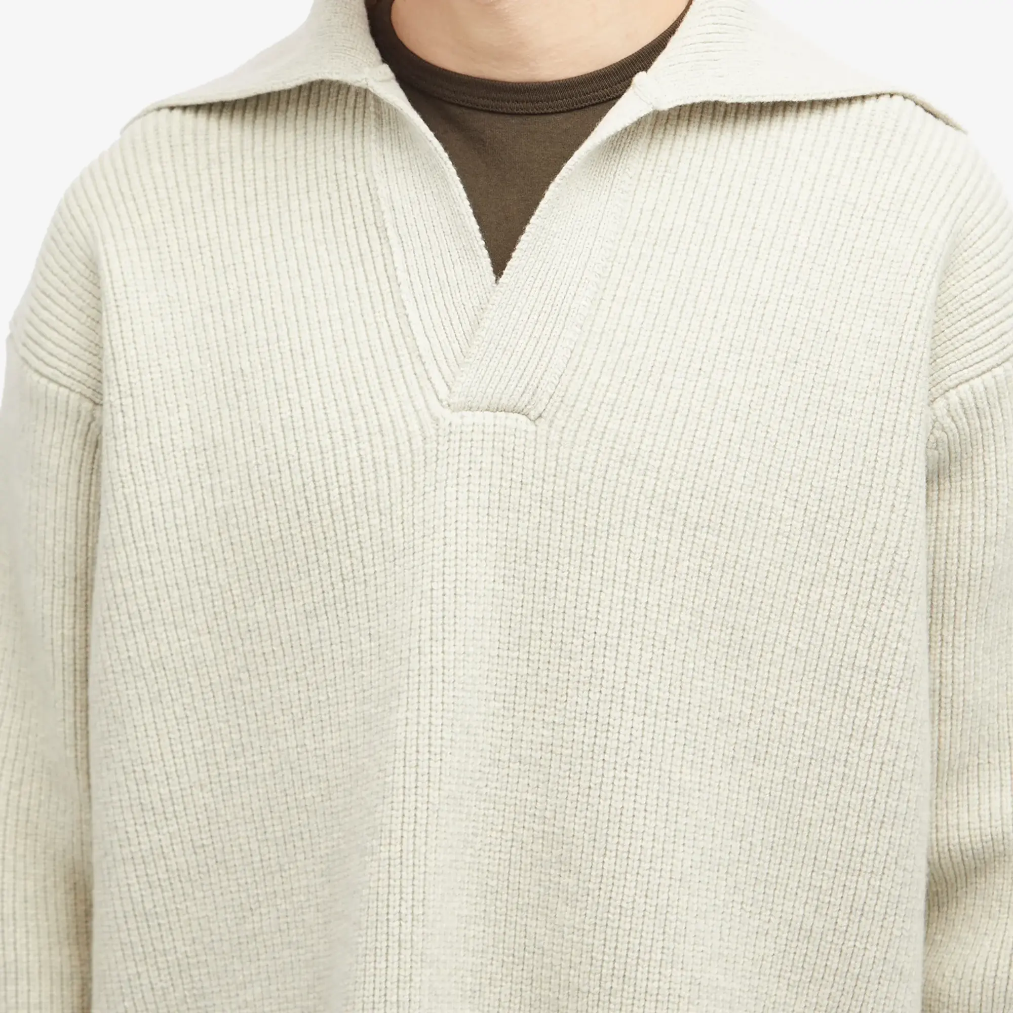Studio Nicholson Men's Nash Rib Polo Knit Natural