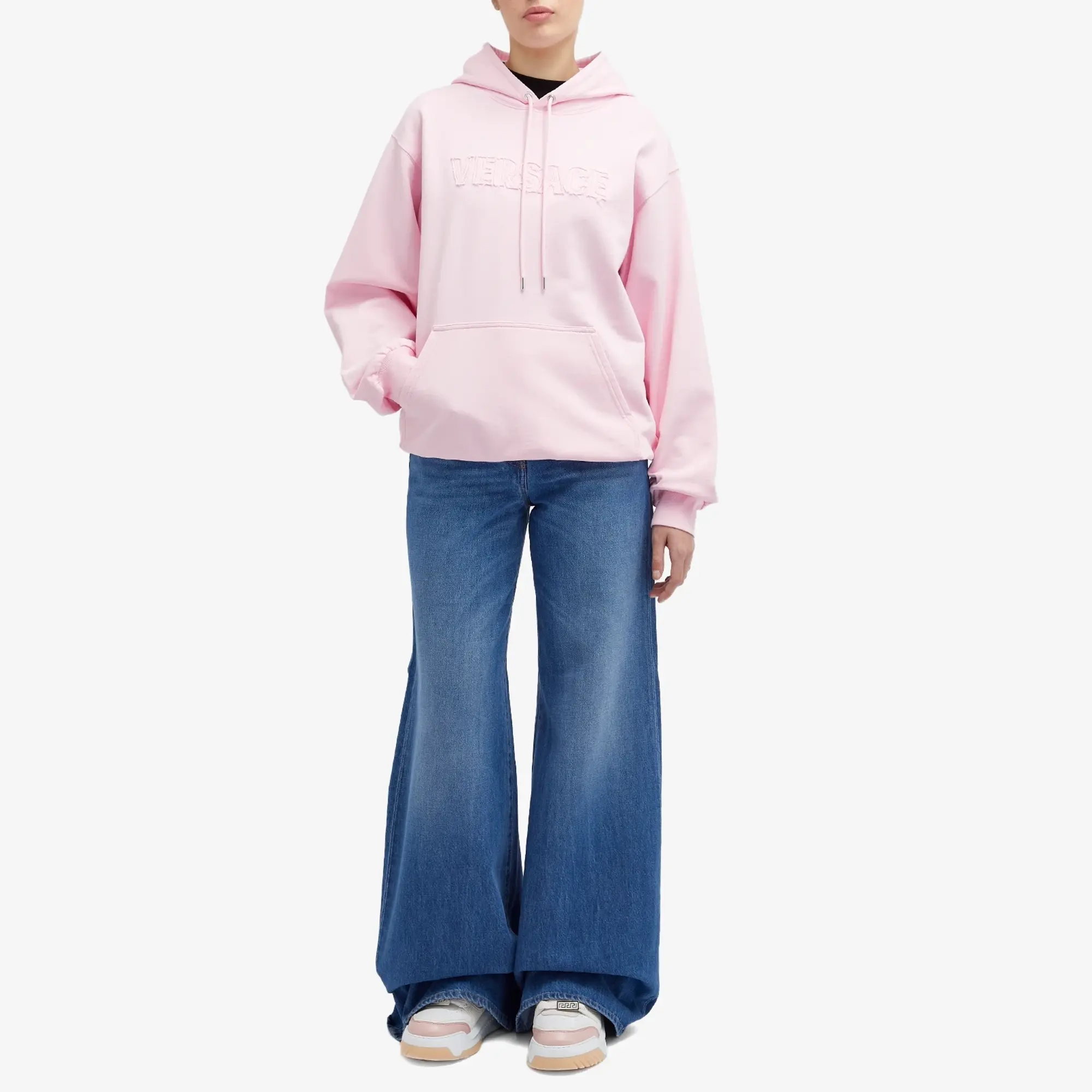 Versace Women's Logo Hoodie Pastel Pink