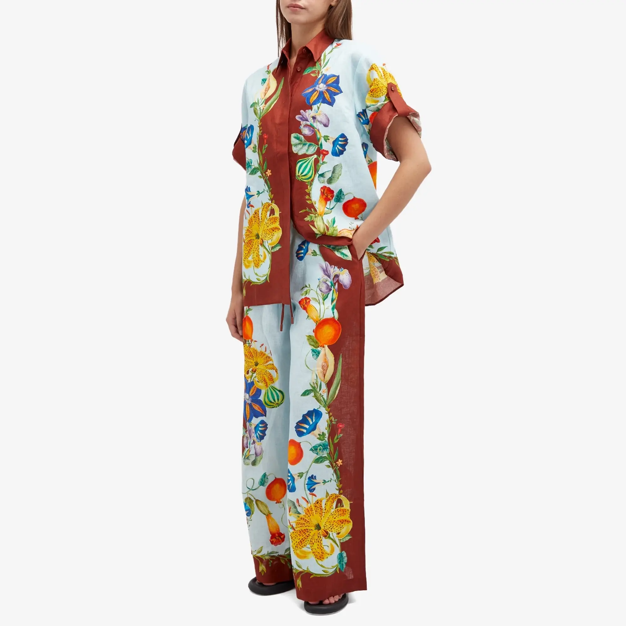 Alemais Women's Dahlia Floral Linen Pant Multi