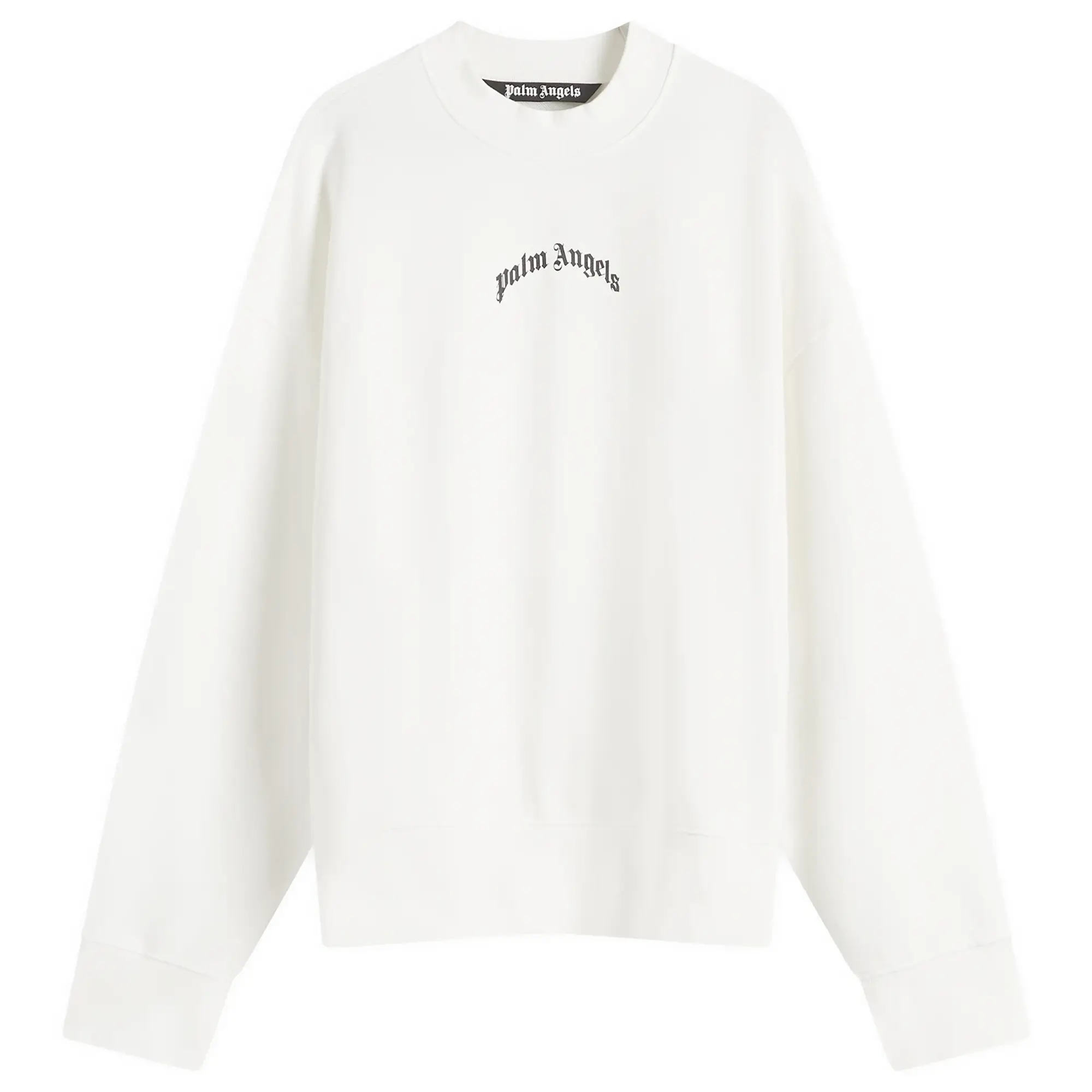 Palm Angels Men's Curved Logo Crew Sweat Off White/Black