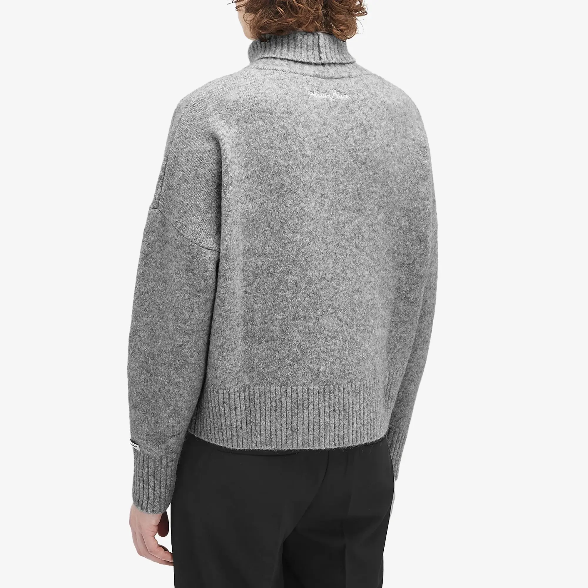 about:blank Men's Roll Neck Jumper Grey Marl