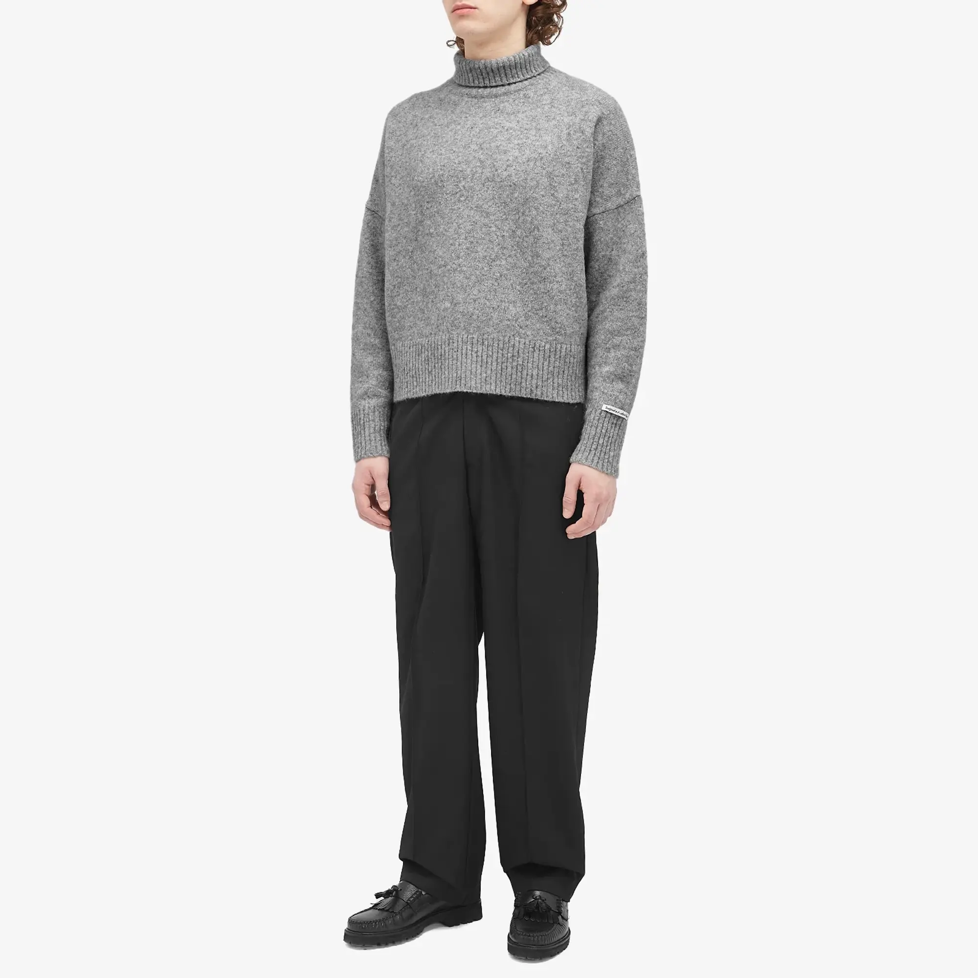 about:blank Men's Roll Neck Jumper Grey Marl