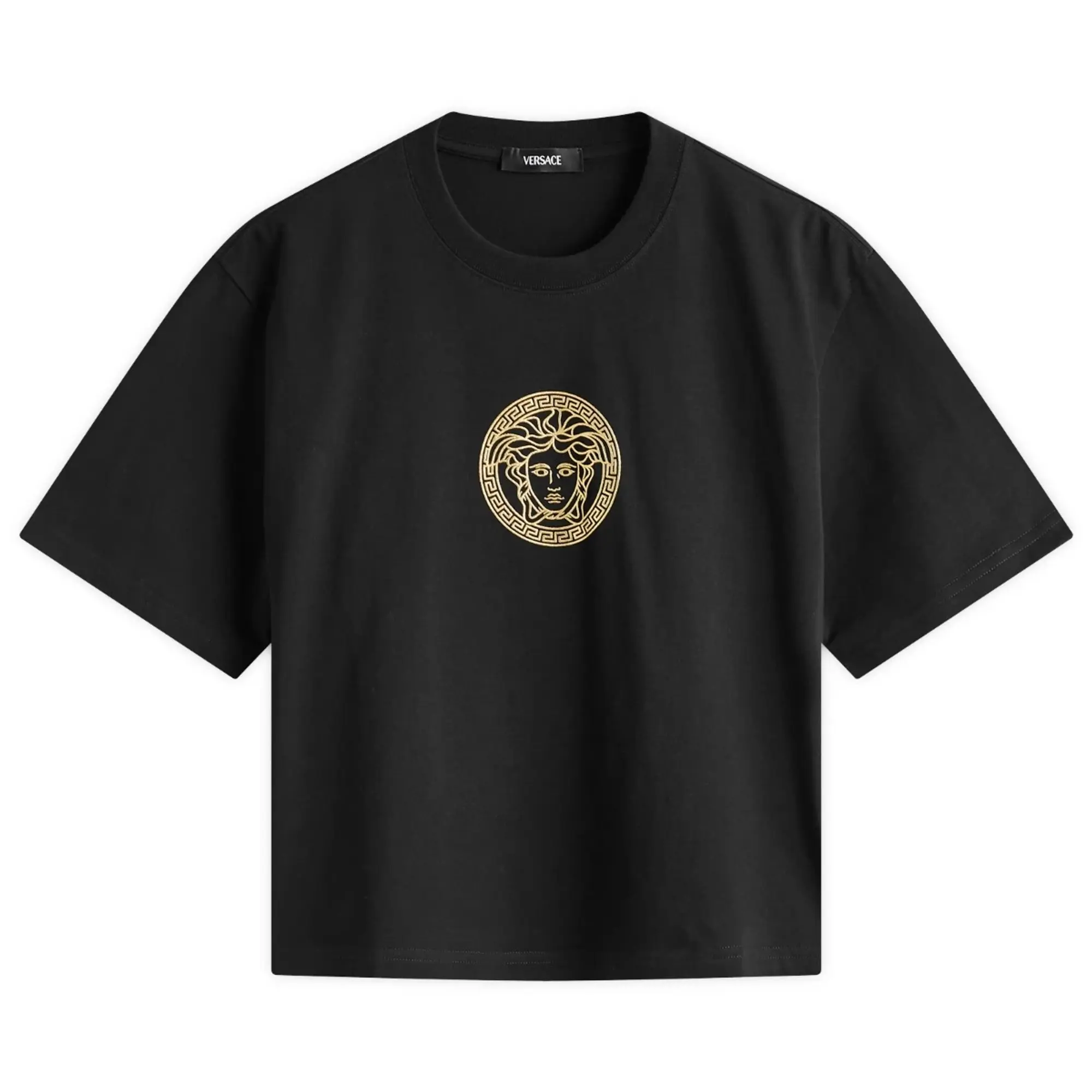 Versace Women's Logo Crop T-Shirt Black/Gold