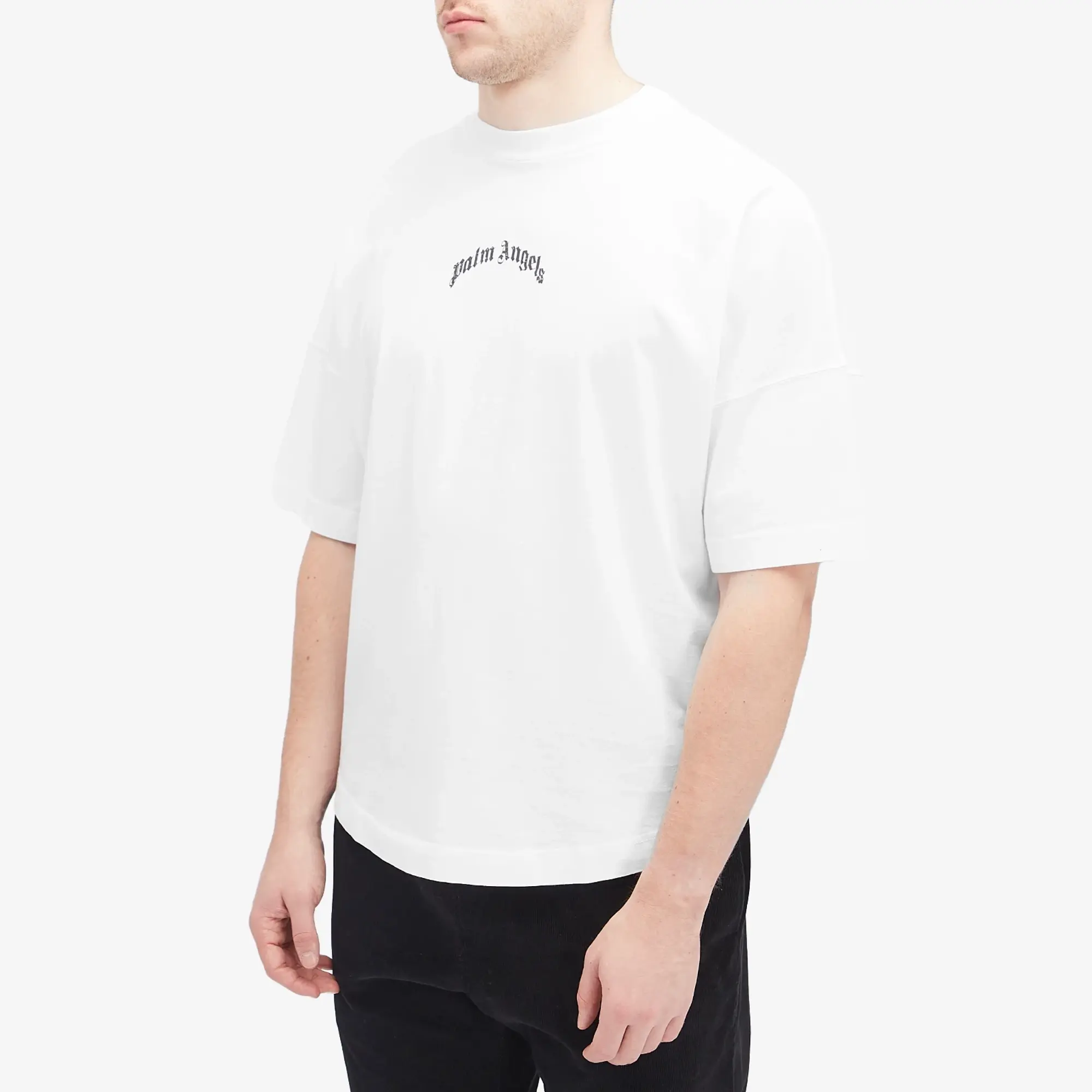 Palm Angels Men's Curved Logo T-Shirt Black