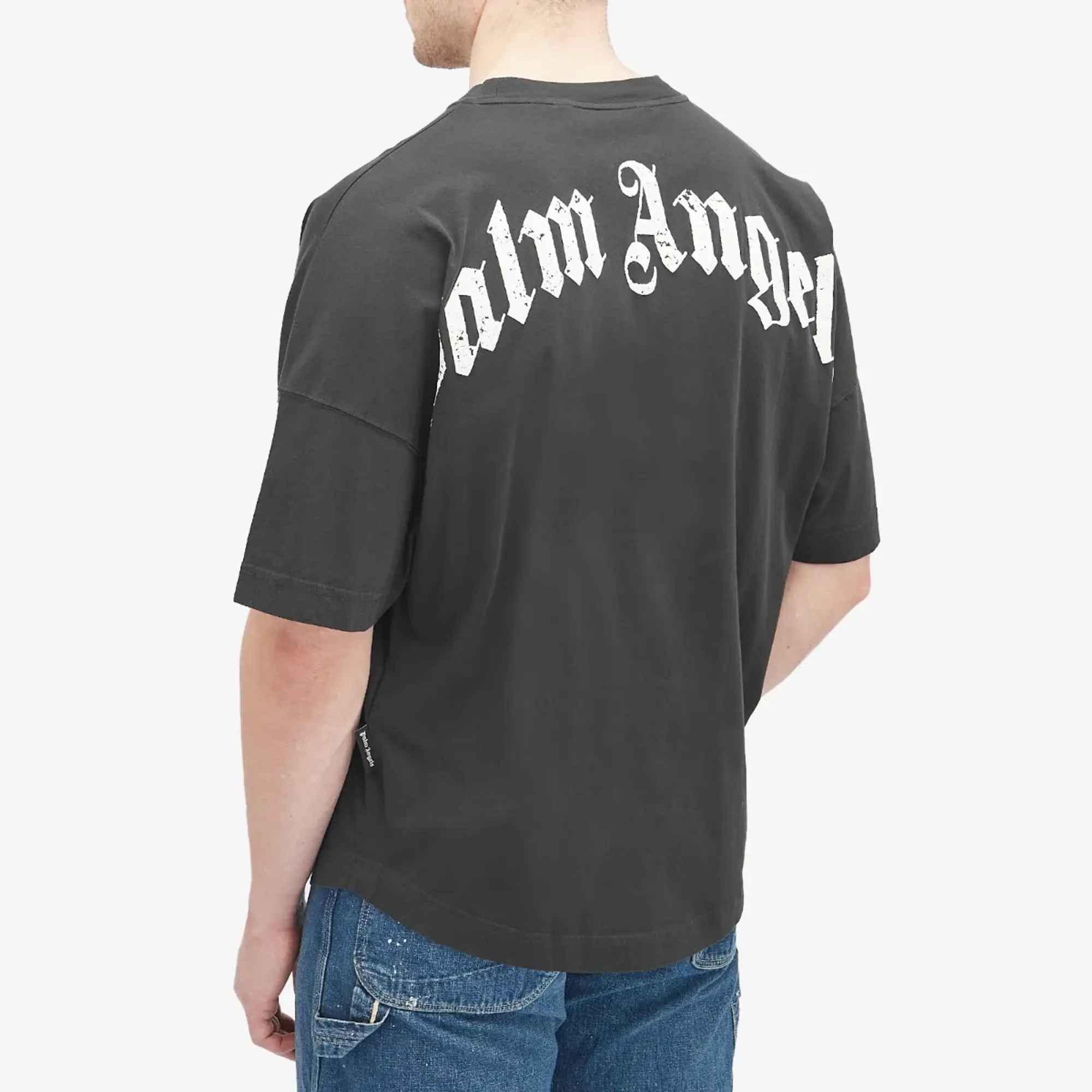 Palm Angels Men's Curved Logo T-Shirt Black