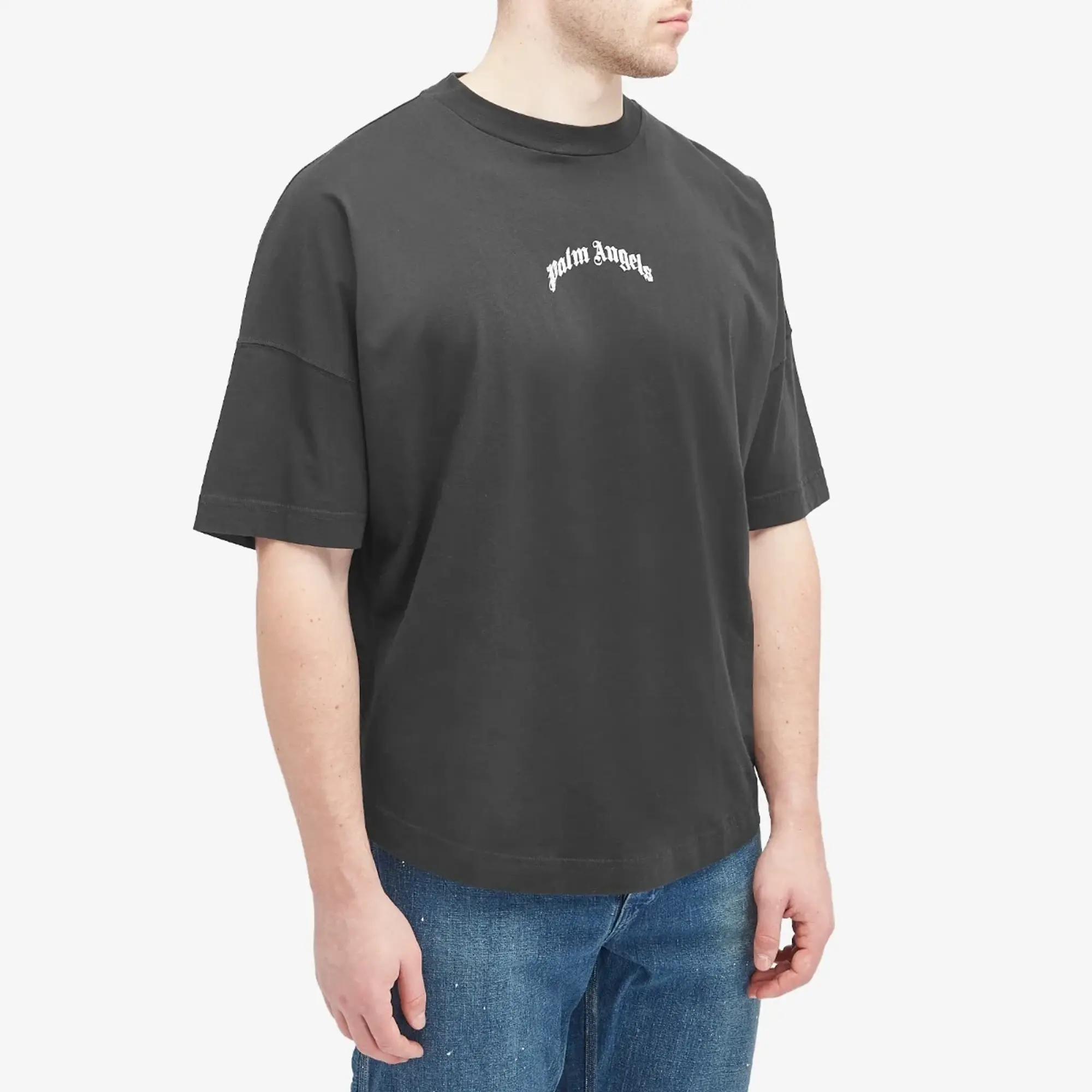 Palm Angels Men's Curved Logo T-Shirt Black