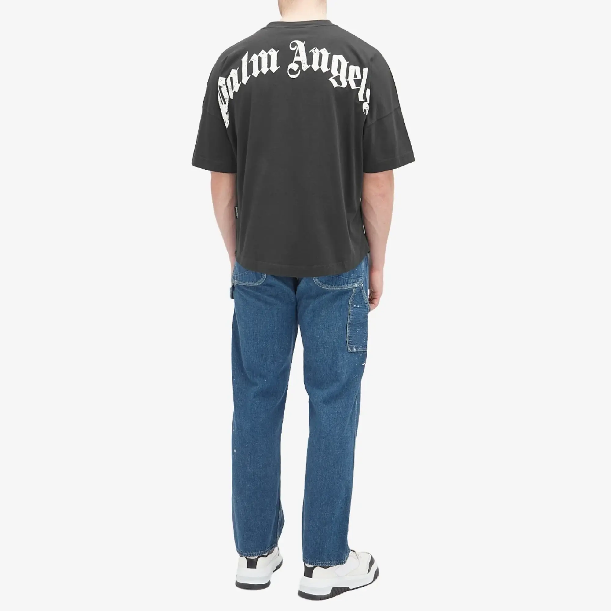 Palm Angels Men's Curved Logo T-Shirt Black