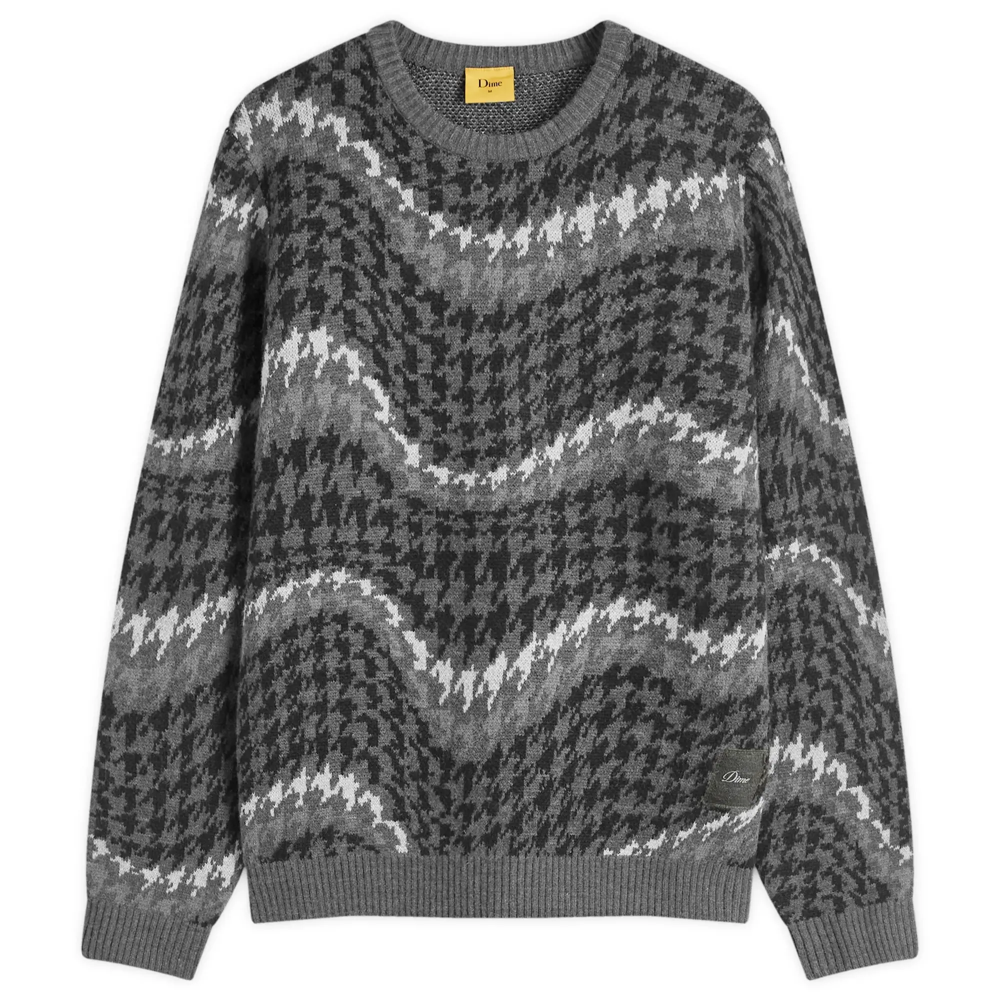 Dime Men's Houndstooth Knit Sweater Coal