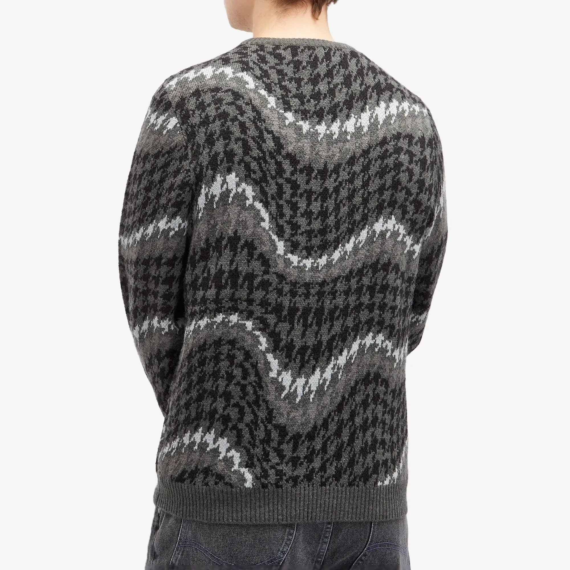 Dime Men's Houndstooth Knit Sweater Coal