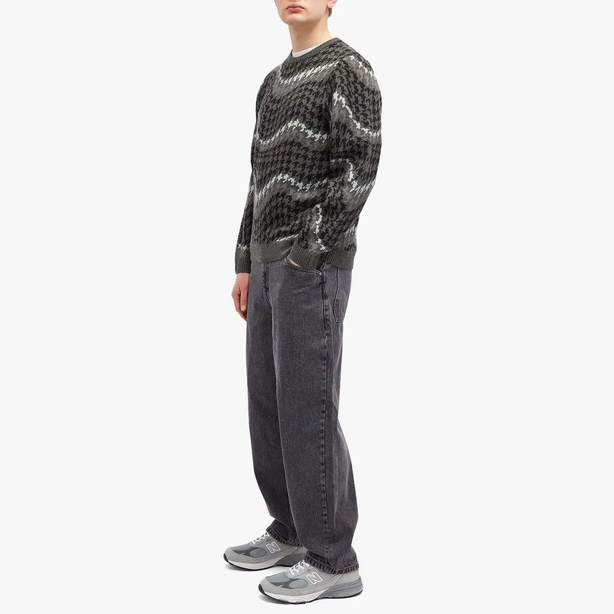 Dime Men's Houndstooth Knit Sweater Coal