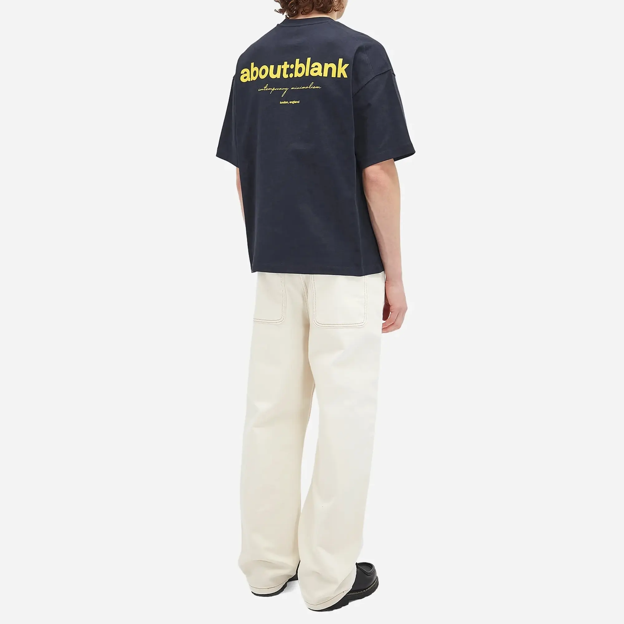 about:blank Men's Box Logo T-Shirt Navy/Yellow