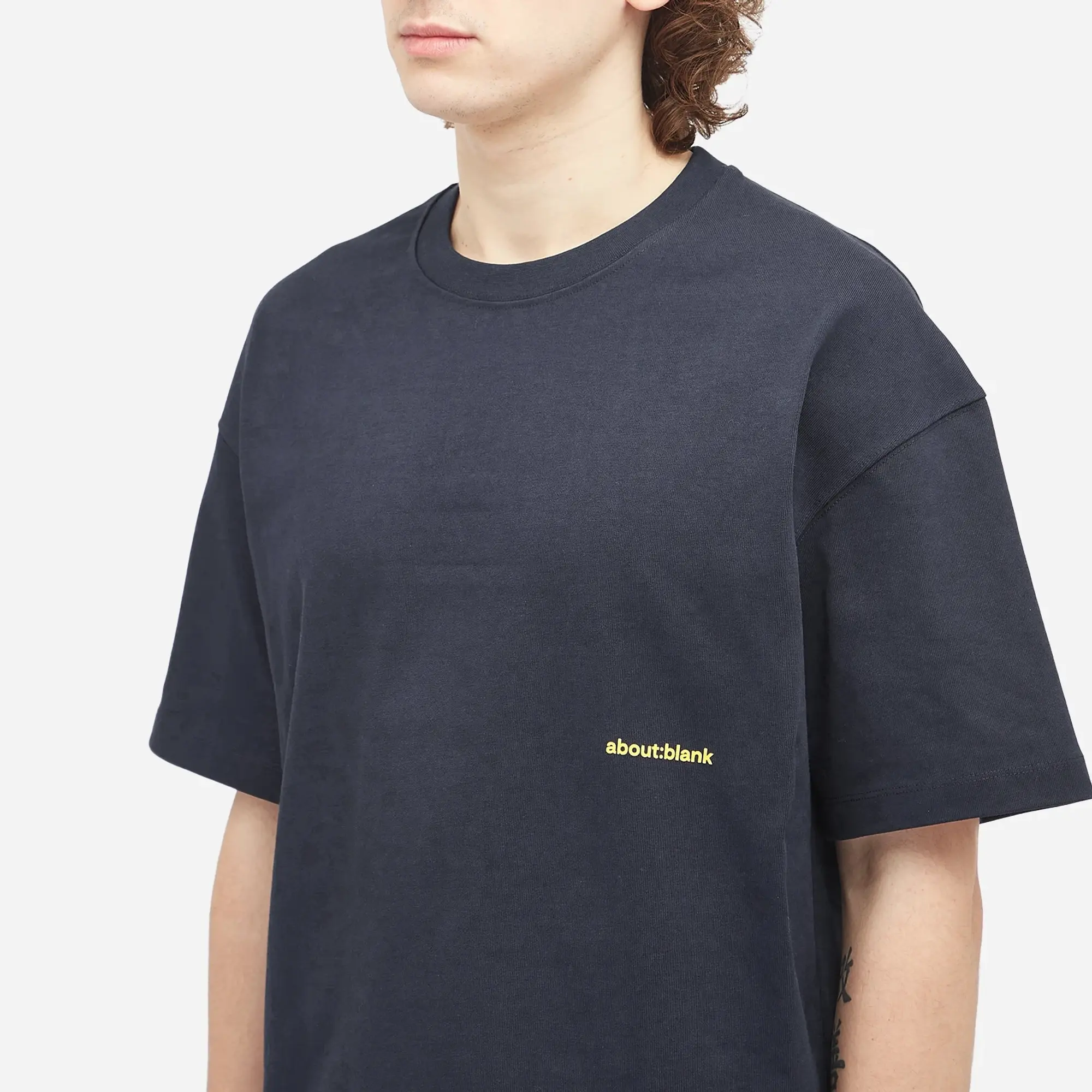 about:blank Men's Box Logo T-Shirt Navy/Yellow