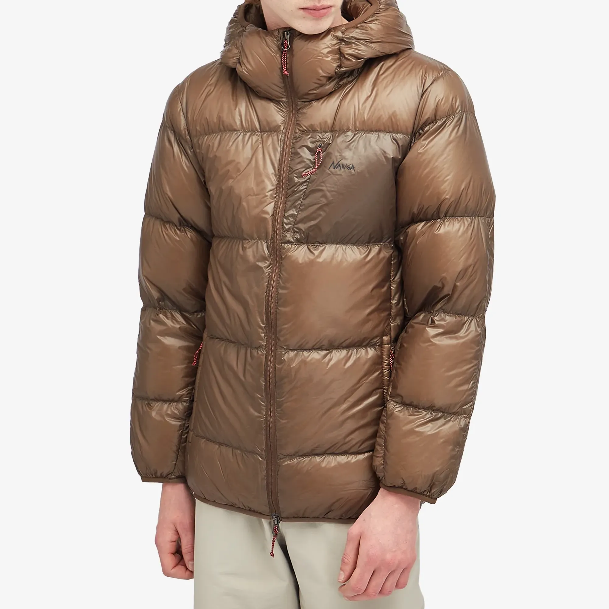 Nanga Men's Mountain Lodge Down Hooded Jacket Mocha | NW2441-1A802